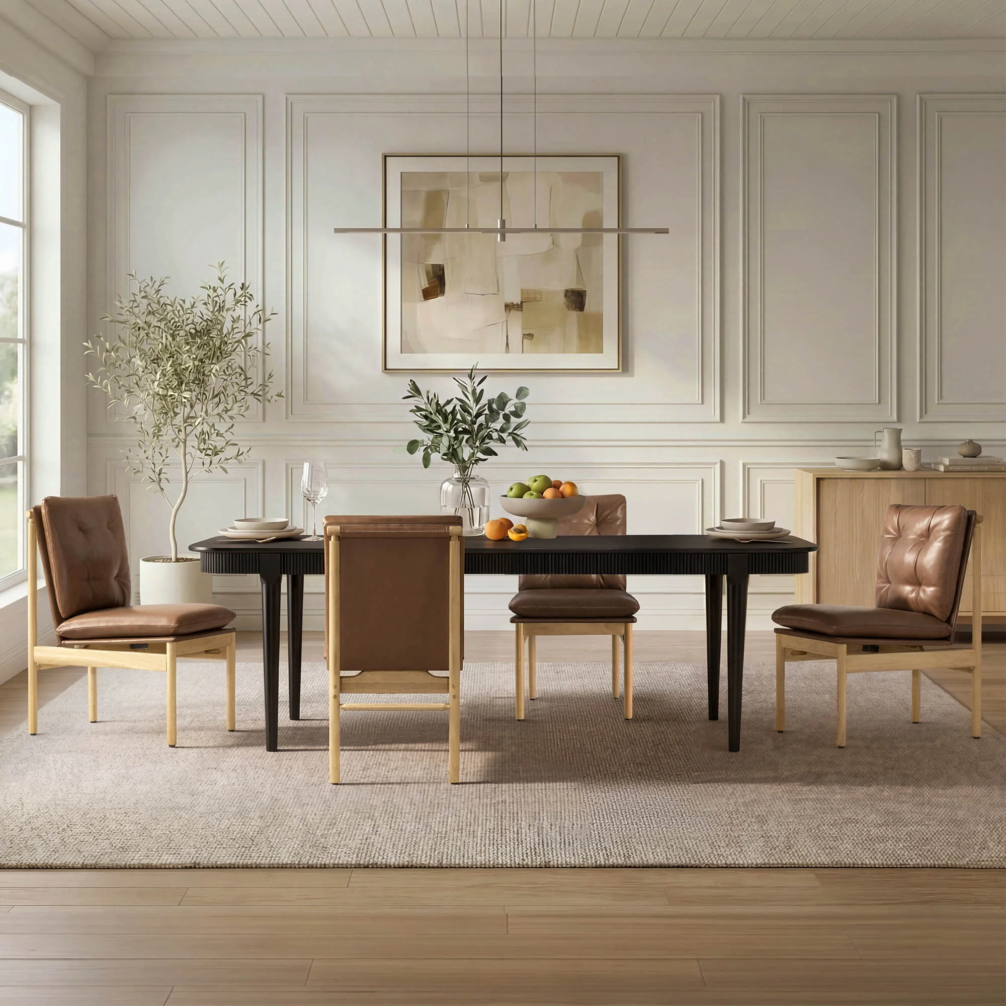 64.6" Nala Rectangular Fluted Wood Dining Table - Image 10