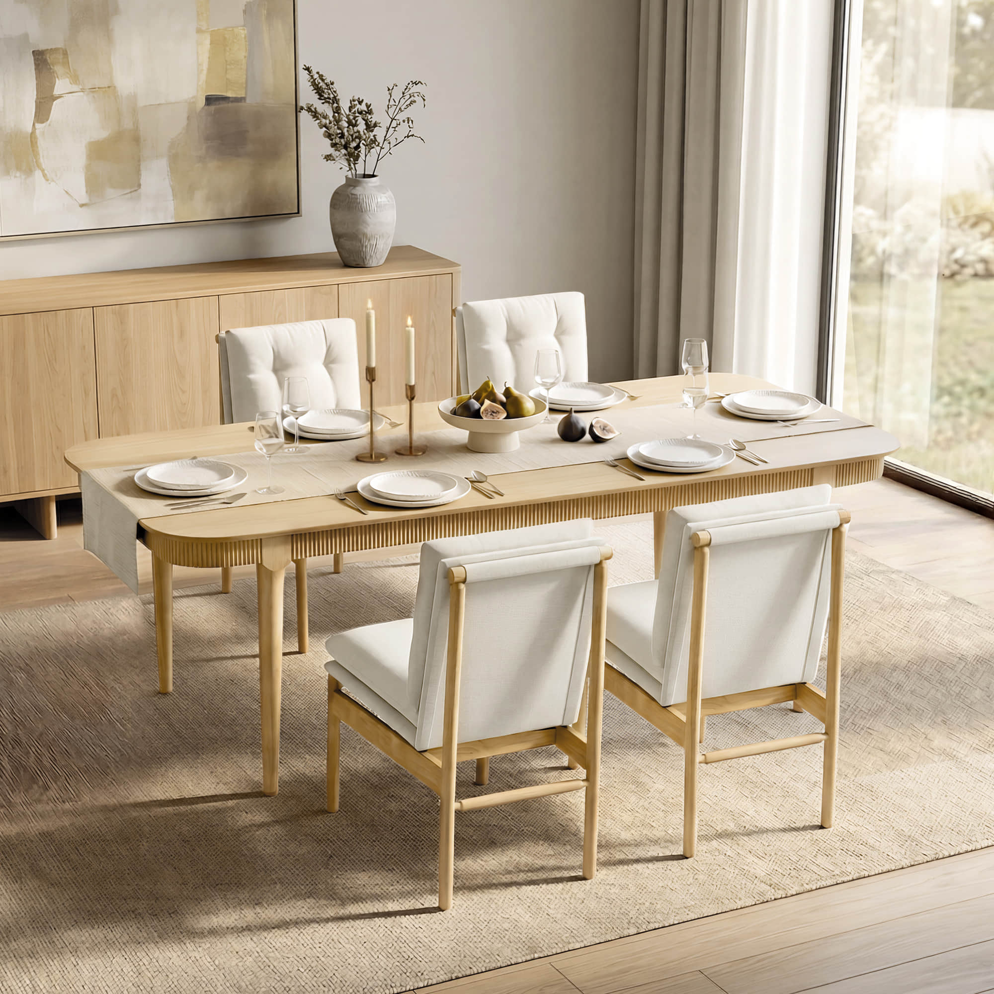 64.6" Nala Rectangular Fluted Wood Dining Table - Image 3