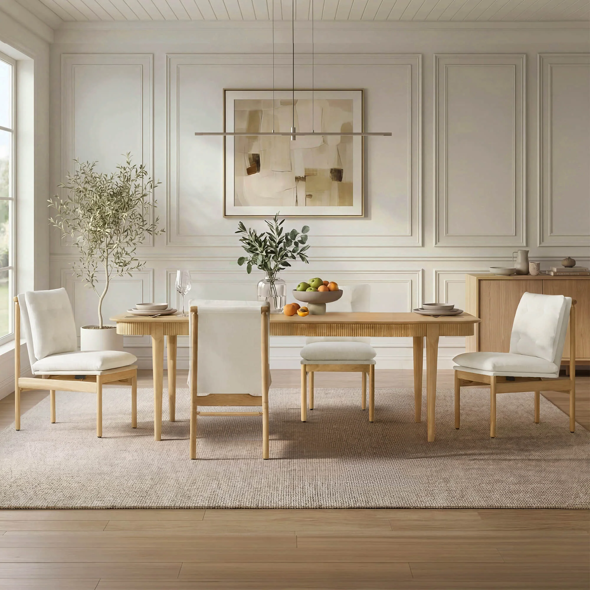 64.6" Nala Rectangular Fluted Wood Dining Table - Image 4