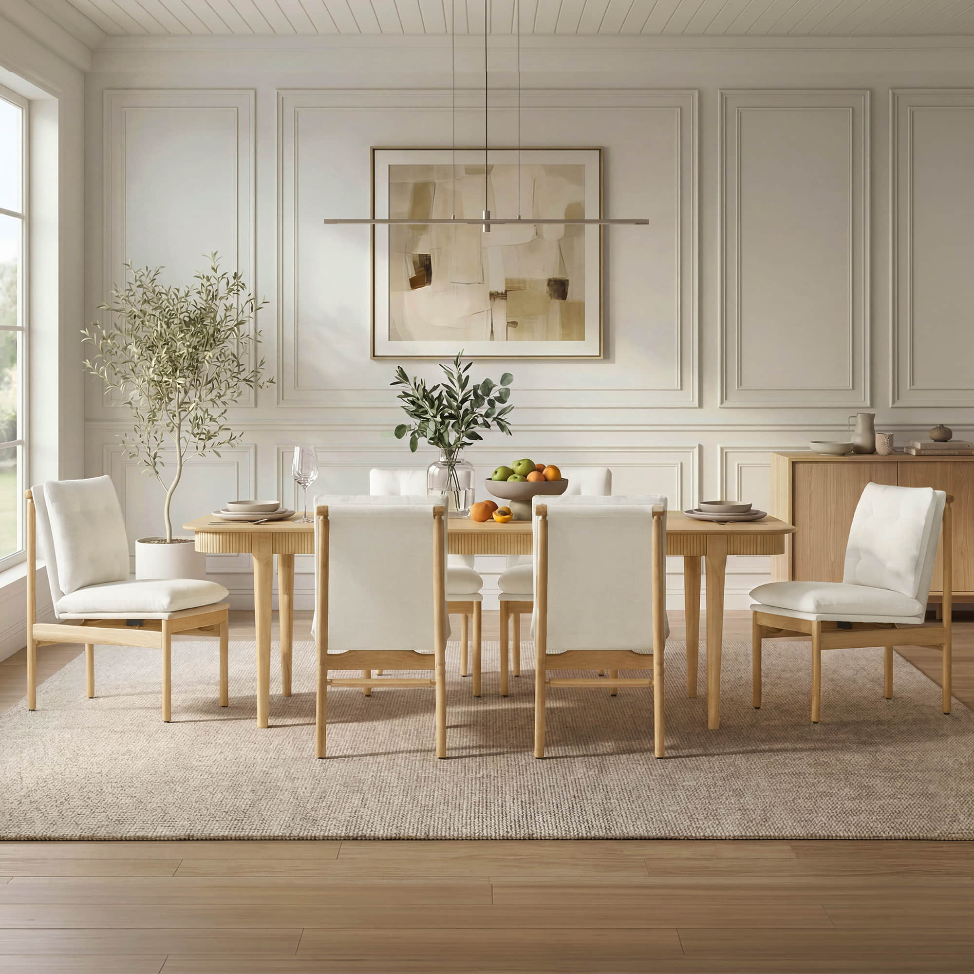 64.6" Nala Rectangular Fluted Wood Dining Table - Image 5