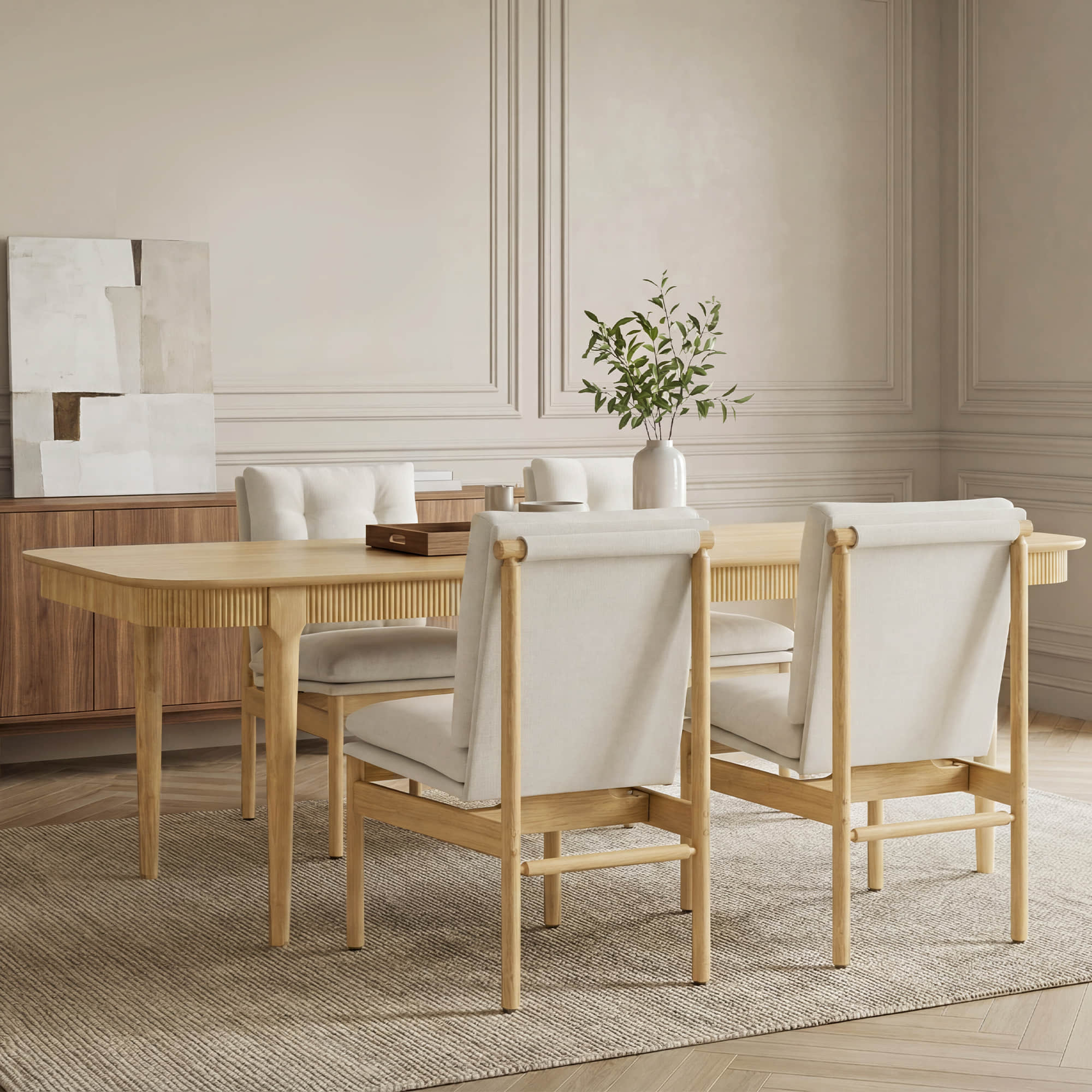 64.6" Nala Rectangular Fluted Wood Dining Table - Image 6