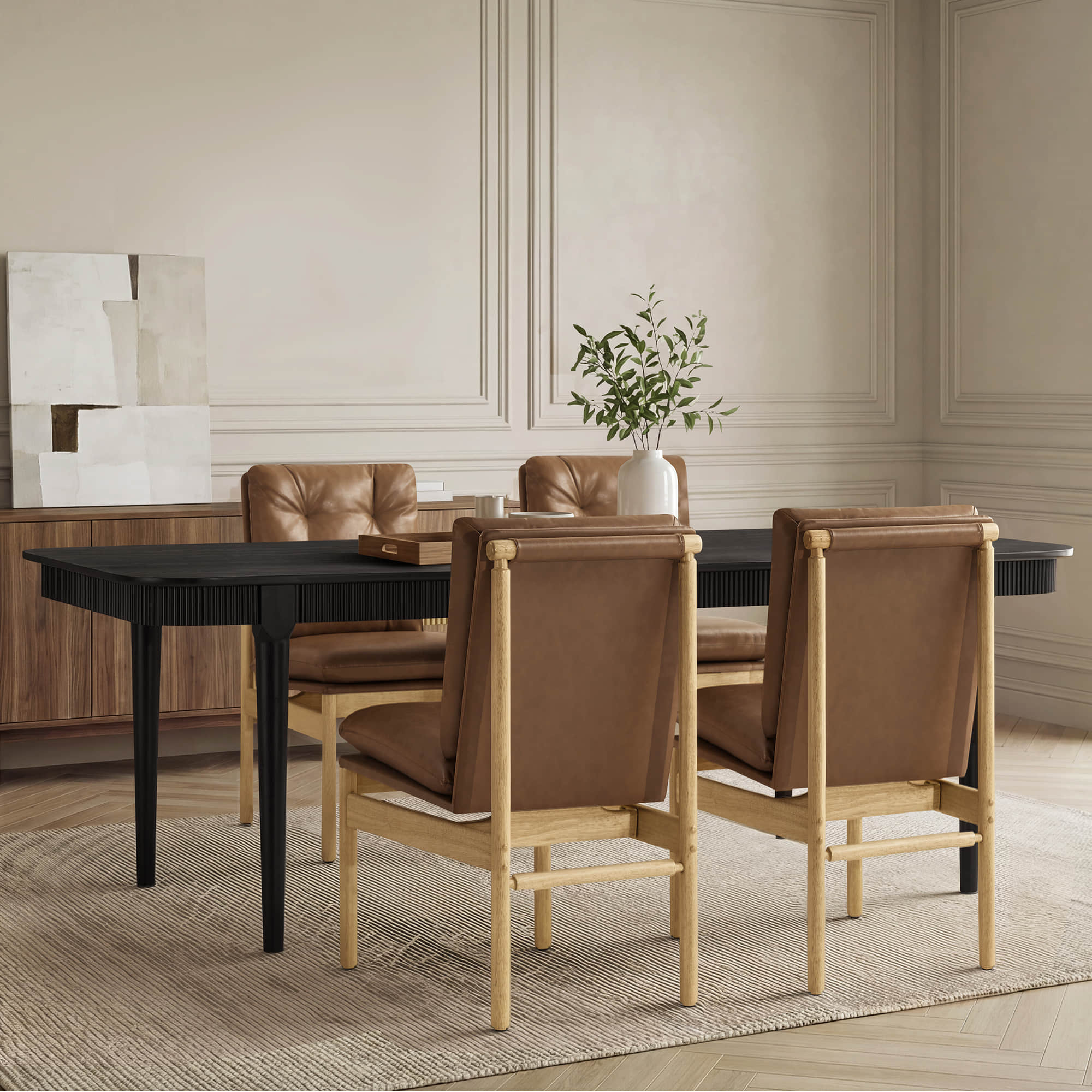 64.6" Nala Rectangular Fluted Wood Dining Table - Image 8