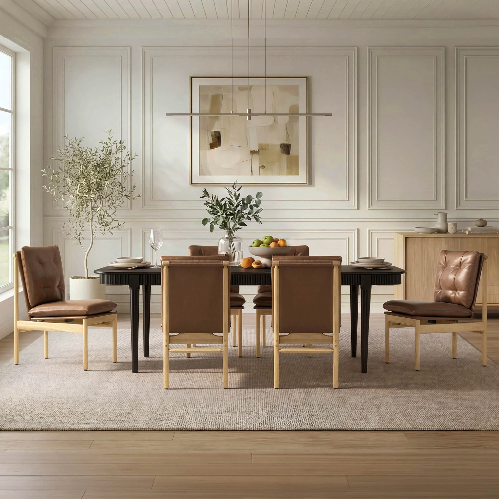 64.6" Nala Rectangular Fluted Wood Dining Table - Image 9