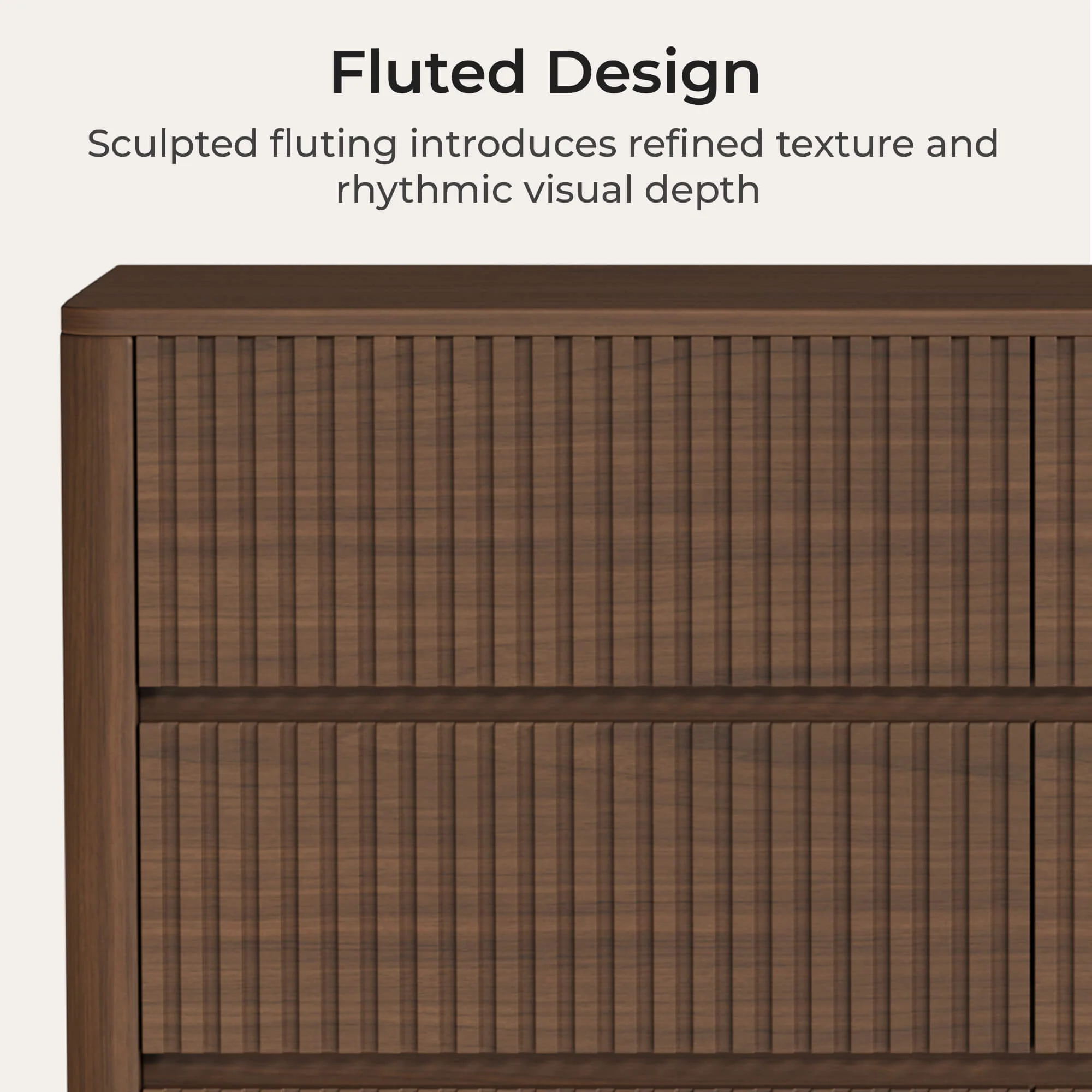 46" Coral 6-Drawer Fluted Double Dresser Sideboard - Image 6