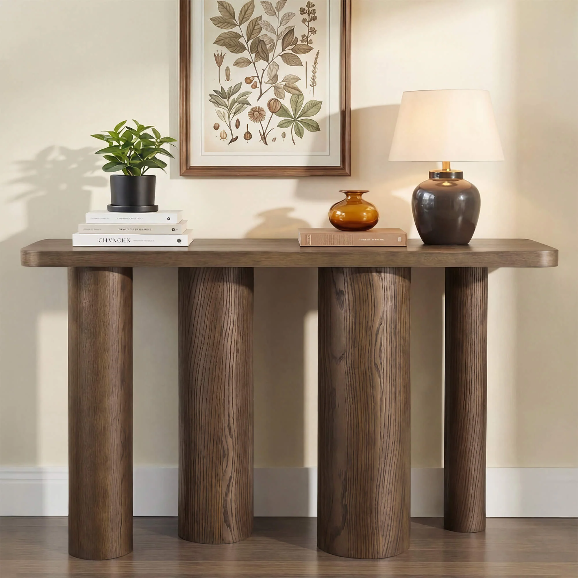 55" Eason Mid-century Oak Wood Console Table