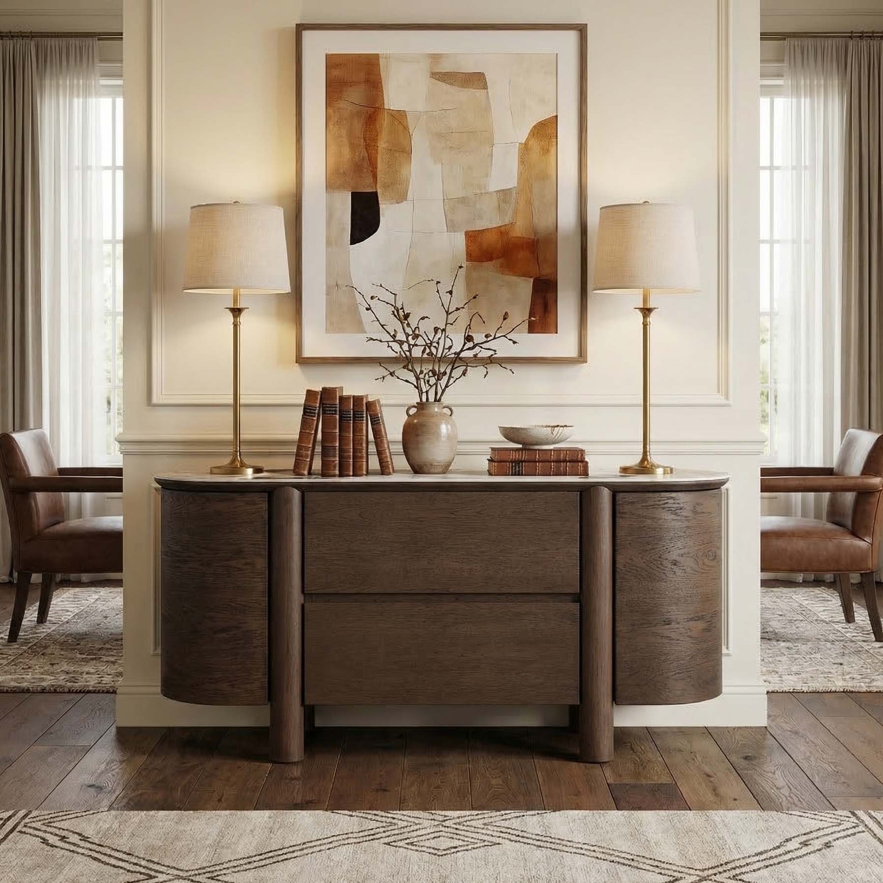 63" Barry Mid-Century Sideboard with Sintered Stone Top - Image 17