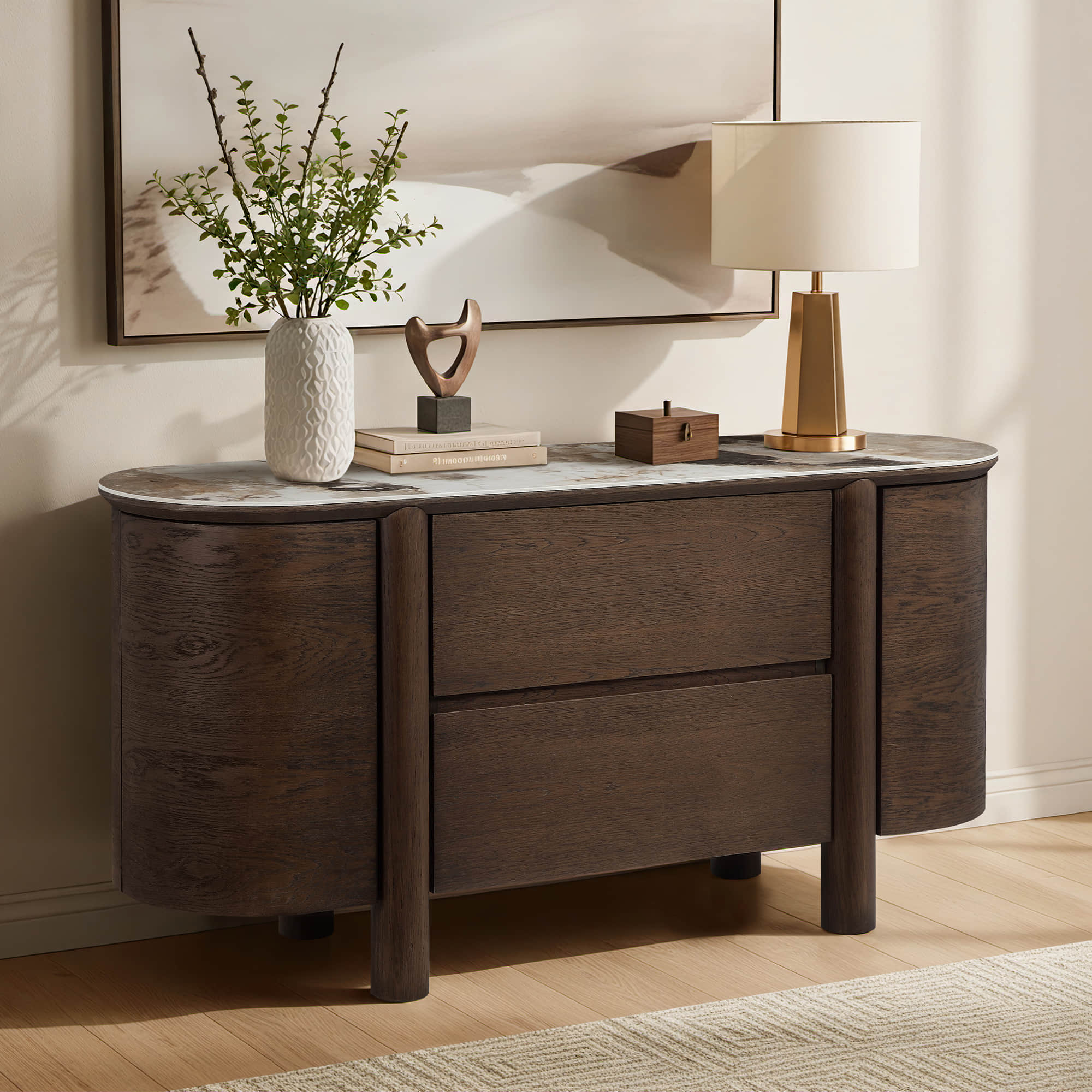 63" Barry Mid-Century Sideboard with Sintered Stone Top - Image 3