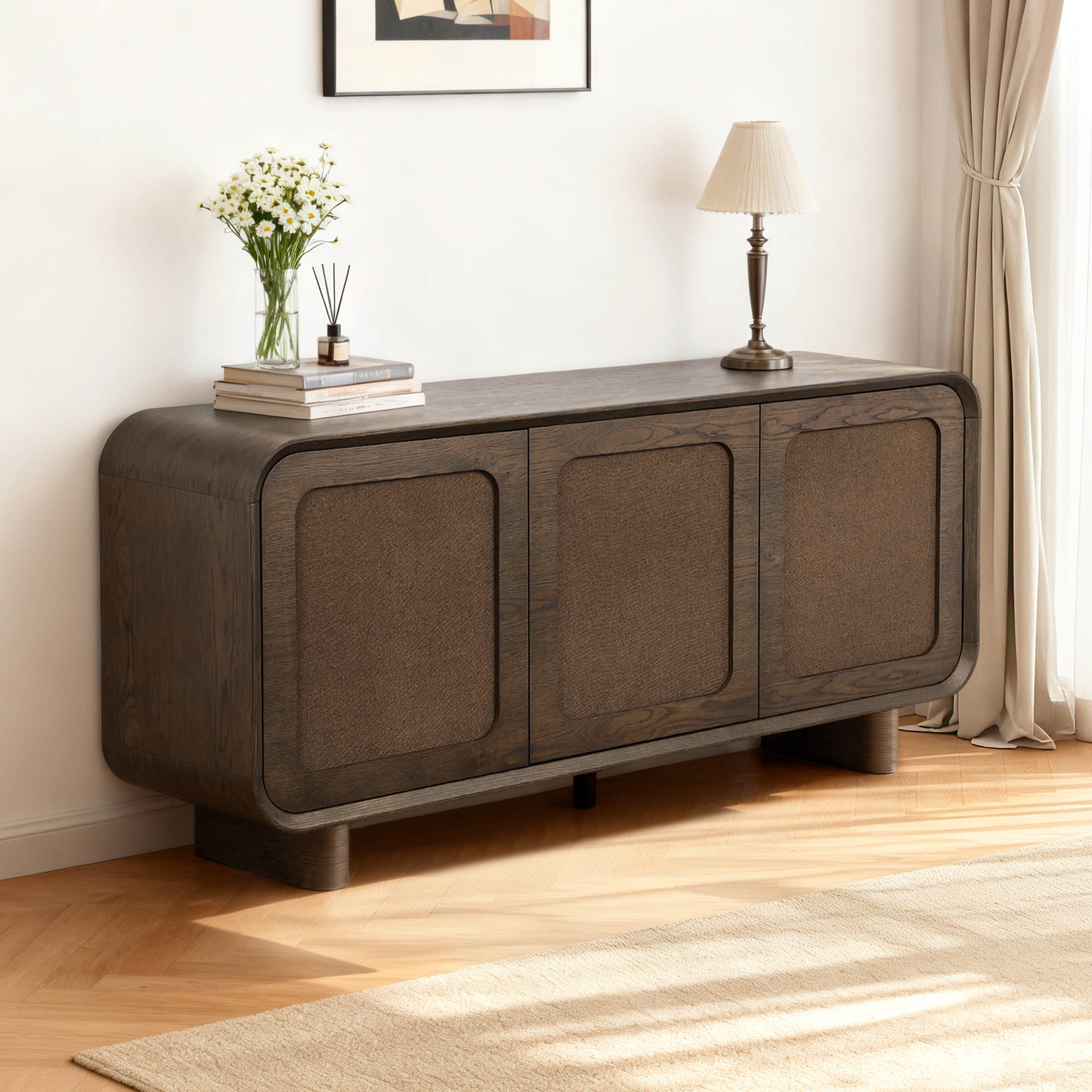 63" Hazel Vintage Curved Edge Sideboard - Image 4