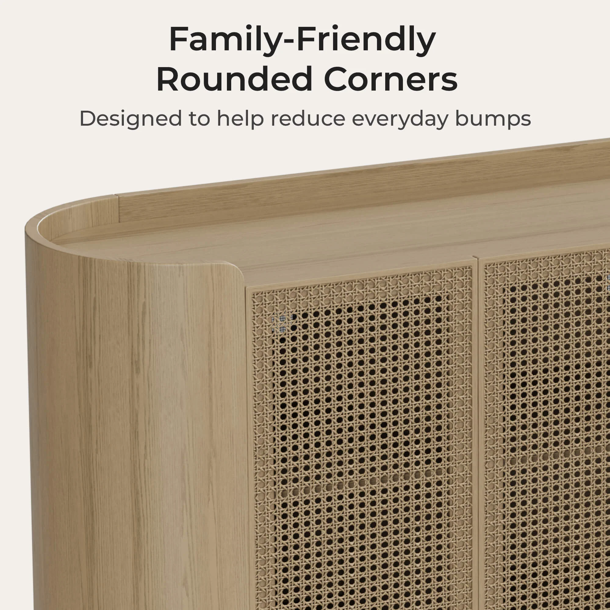 63" Renee Scandinavian Sideboard with Woven Rattan - Image 5