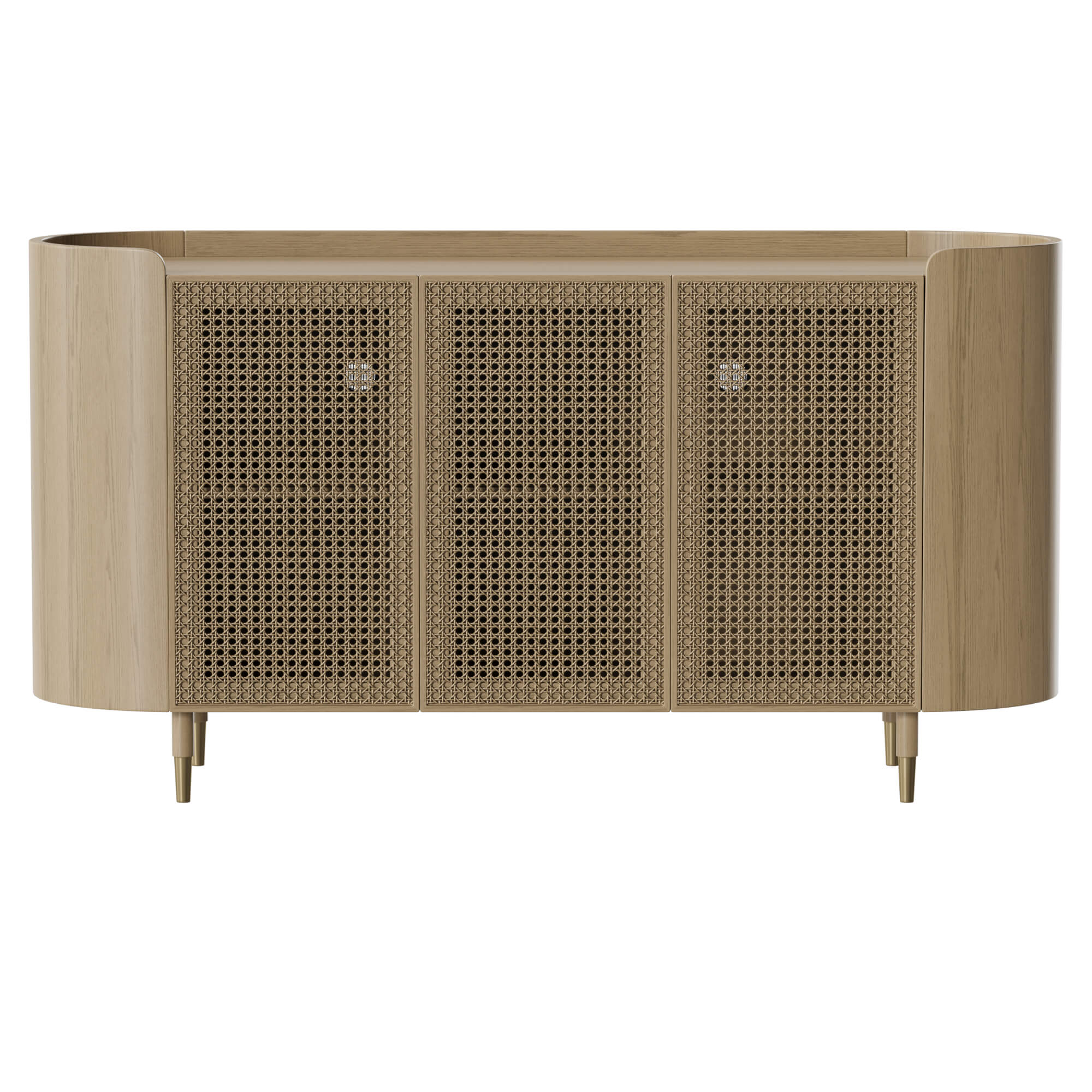 63" Renee Scandinavian Sideboard with Woven Rattan - Image 9