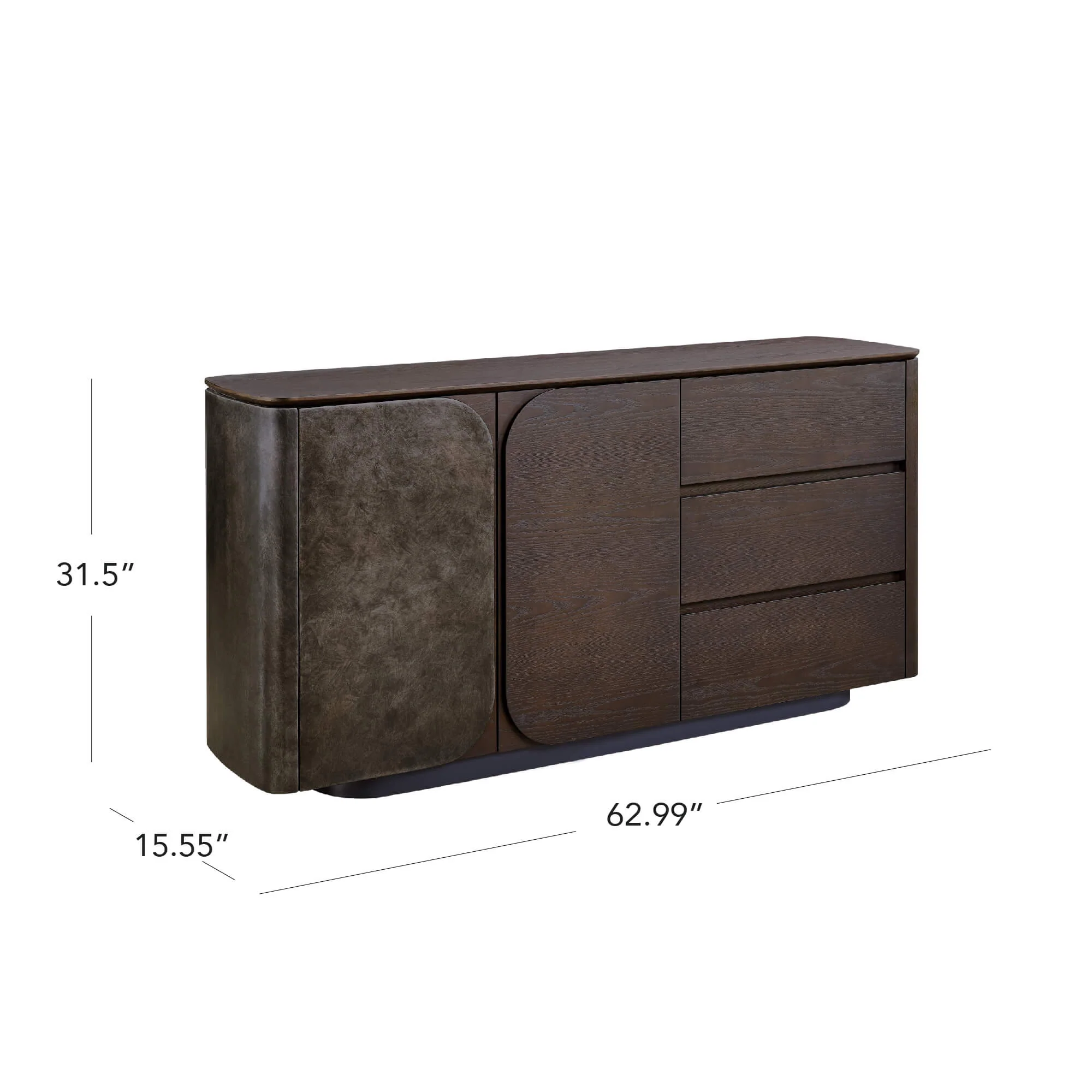 63" Samuel Scandinavian Sideboard with Metallic Lacquer Door - Image 15