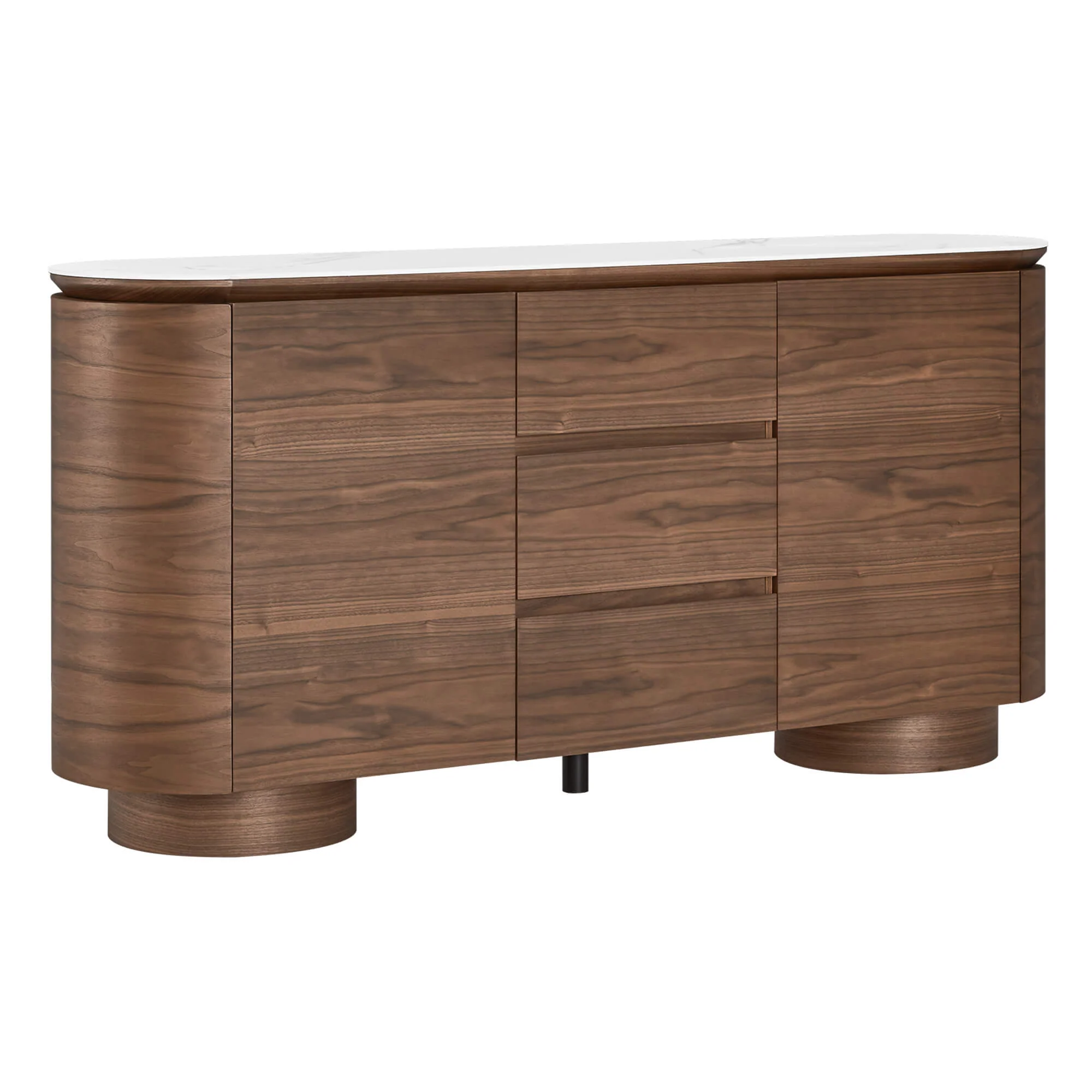 63" Todd Walnut Sideboard with Cylindrical Base - Image 7