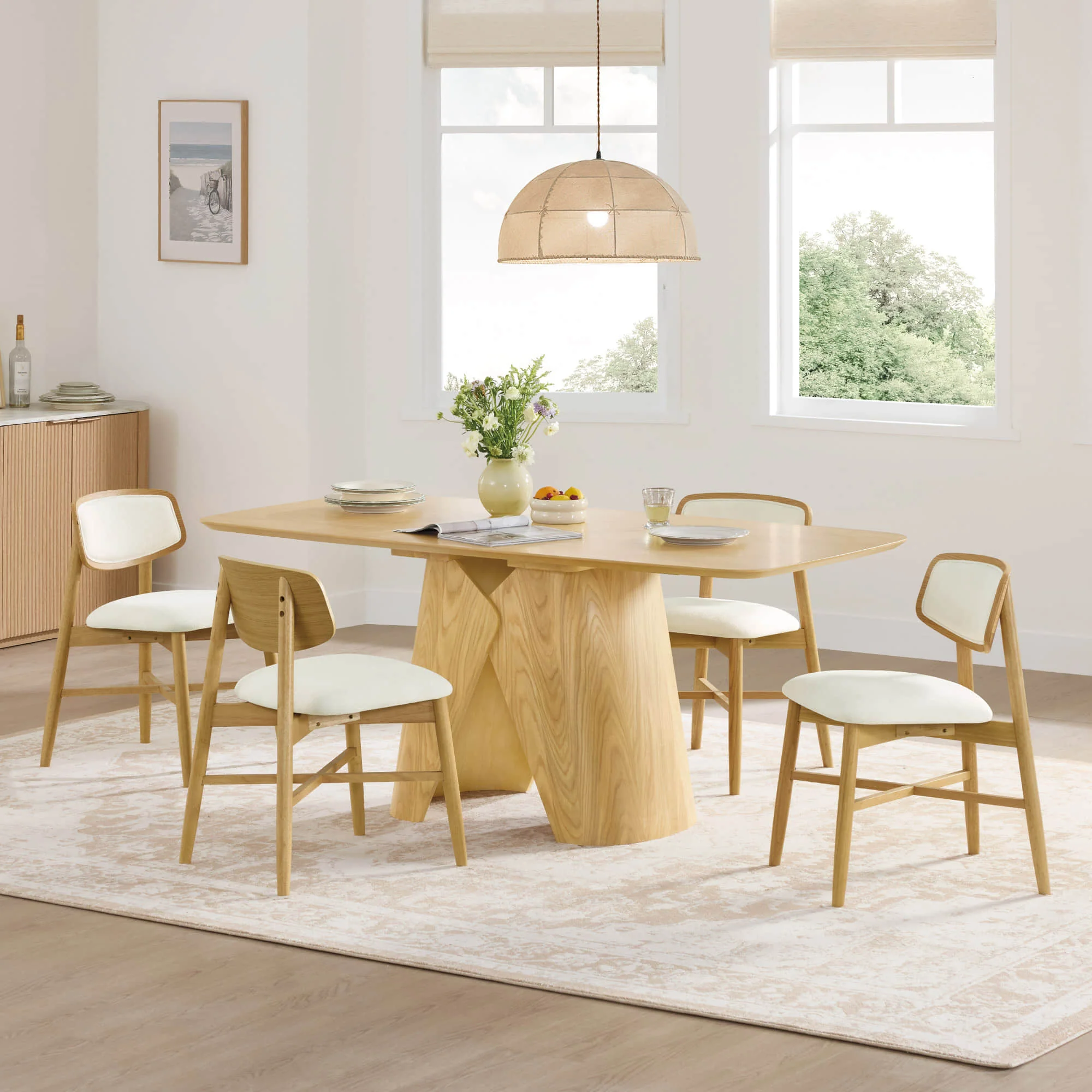 Elowen Sculptural Wood Base Dining Table - Image 19