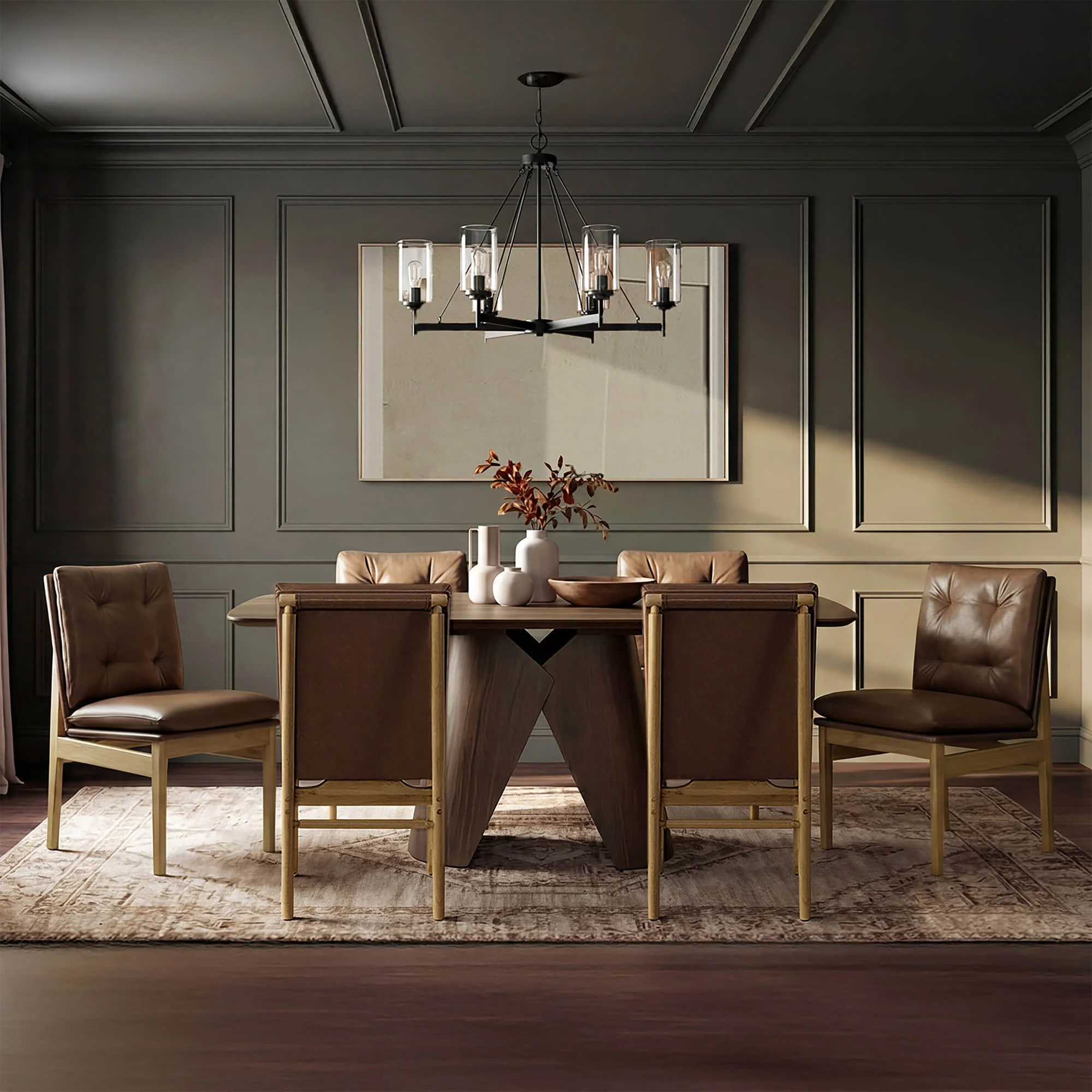 70.9" Elowen Sculptural Wood Base Dining Table Set - Image 3