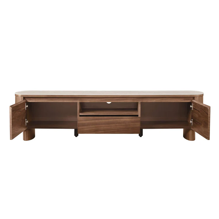 71" Chad Classic Open Shelf Functional TV Stand with Travertine - Image 12