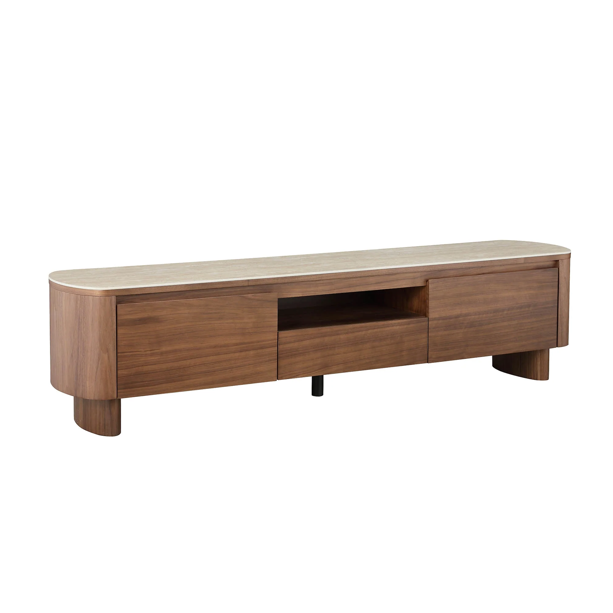 71" Chad Classic Open Shelf Functional TV Stand with Travertine - Image 13