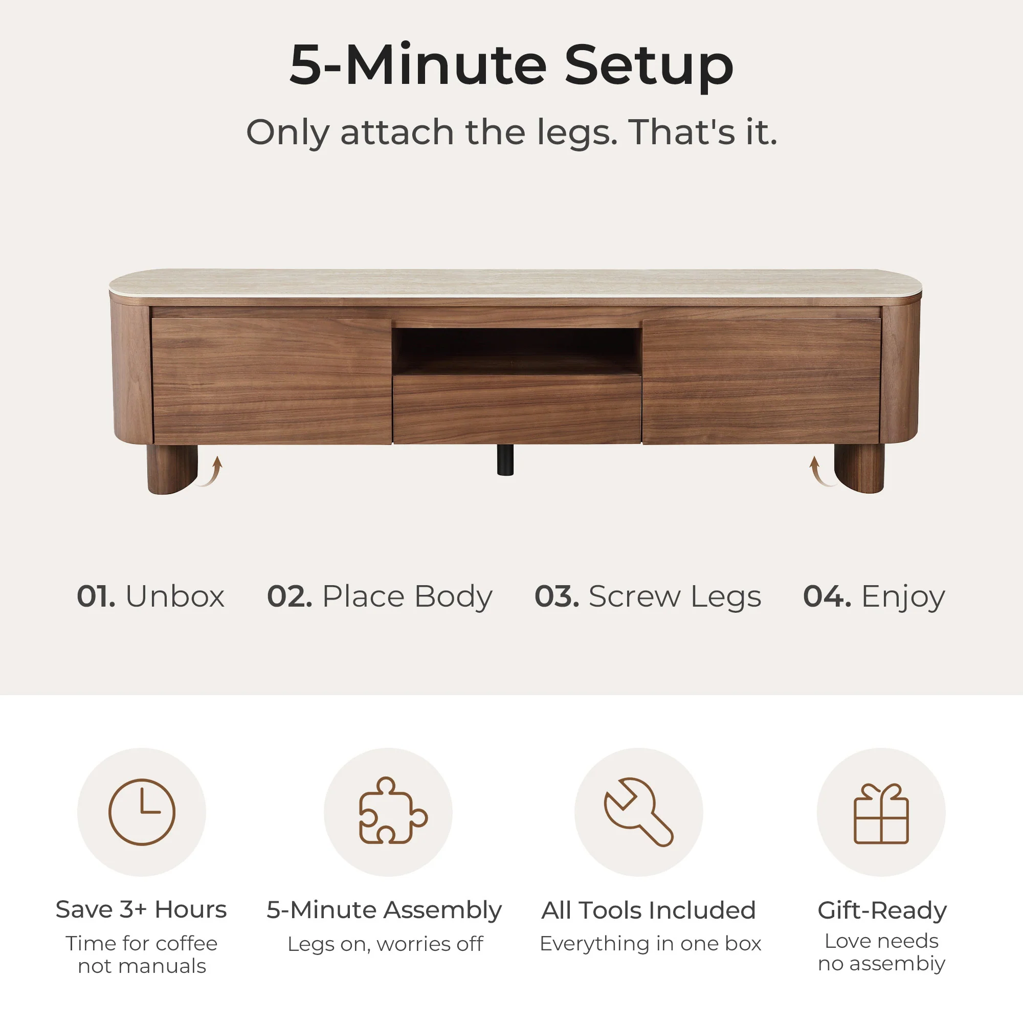 71" Chad Classic Open Shelf Functional TV Stand with Travertine - Image 20