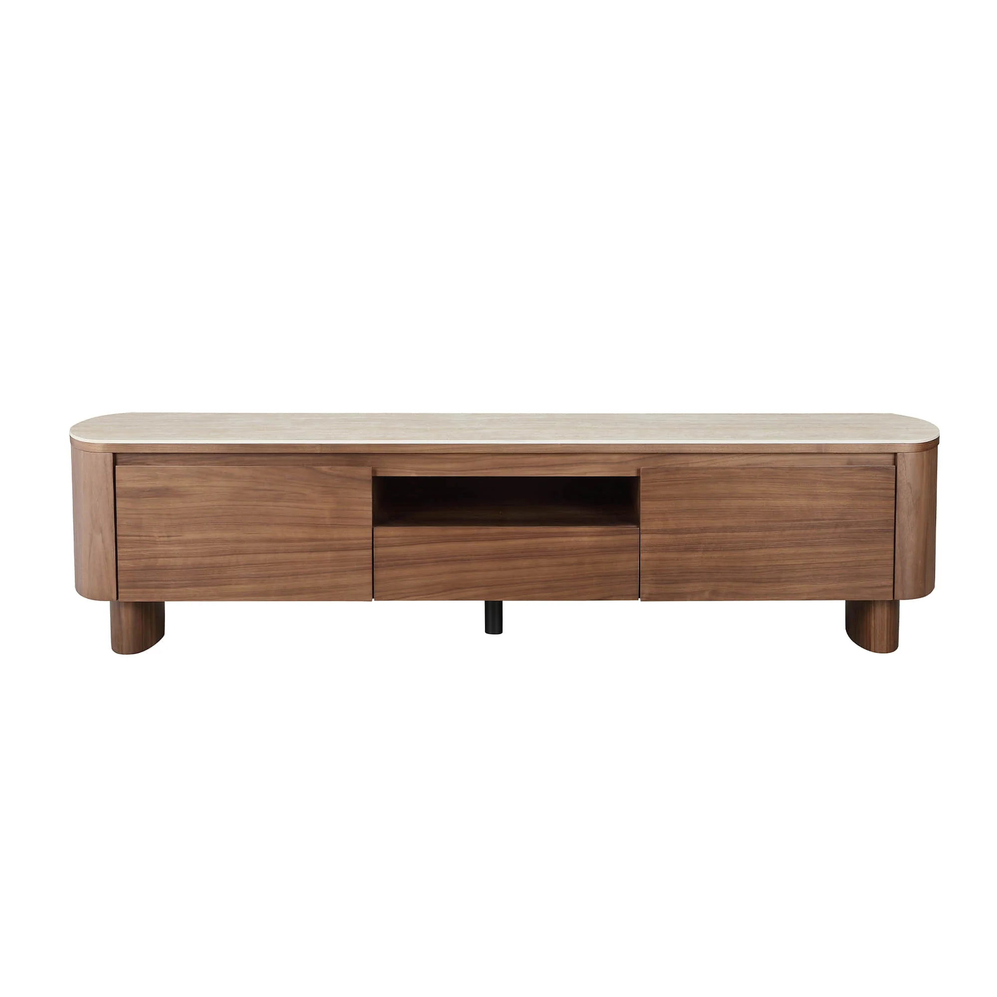 71" Chad Classic Open Shelf Functional TV Stand with Travertine - Image 5