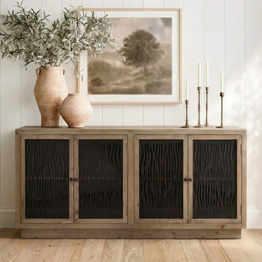 71'' Ethan Farmhouse Solid Wood Display Sideboard Buffet - Image 4