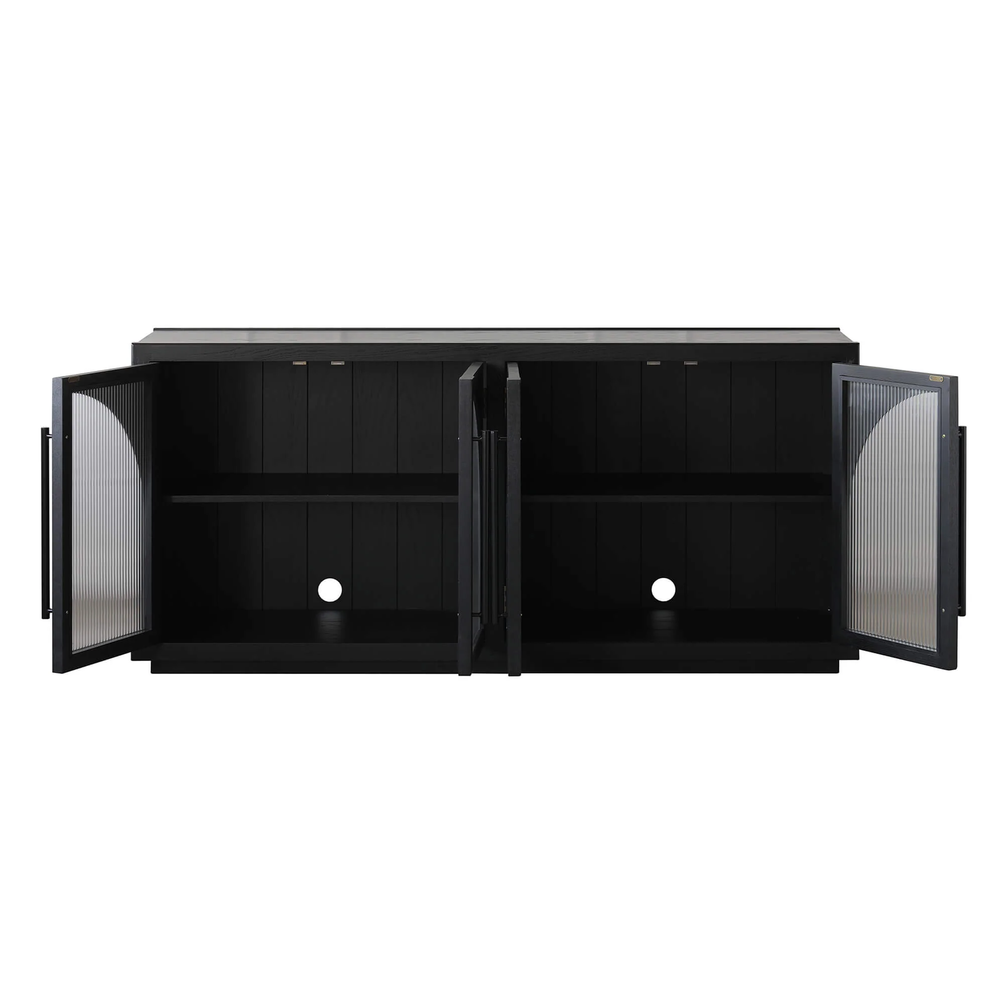 71'' Kyle 4-Door Black Solid Wood Display Sideboard - Image 13