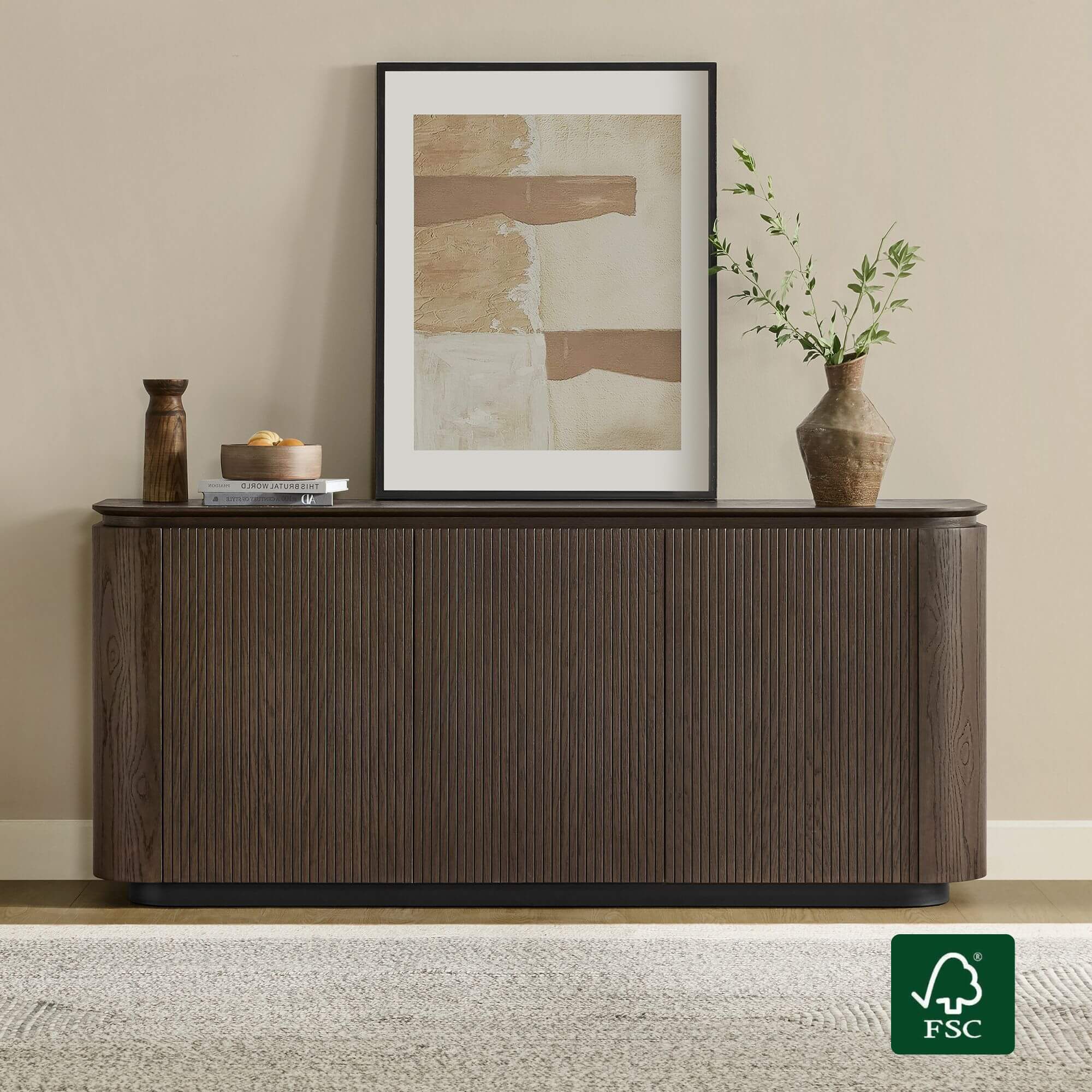 71" Moore Rounded Corner Sideboard Buffet with Doors