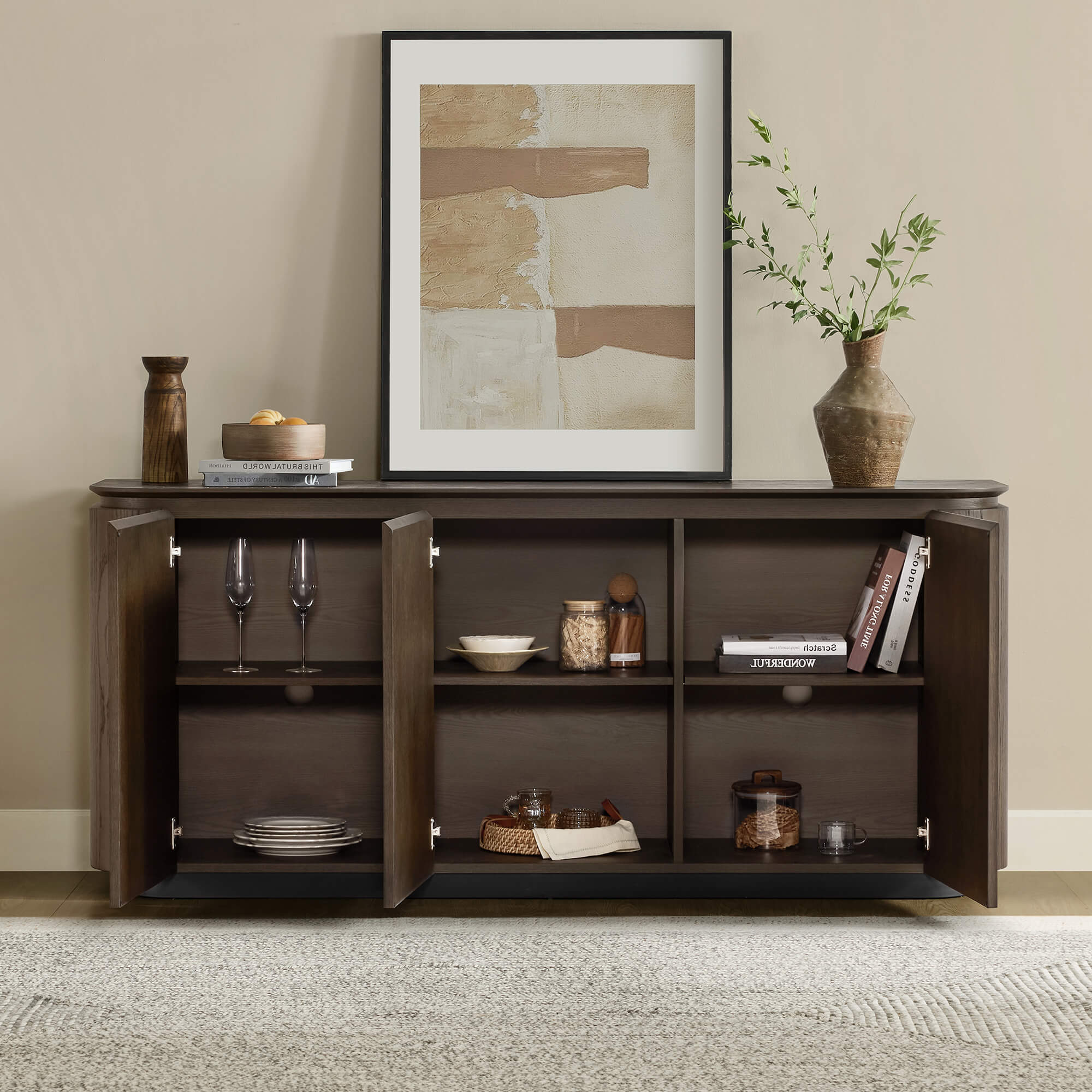 71" Moore Rounded Corner Sideboard Buffet with Doors - Image 6