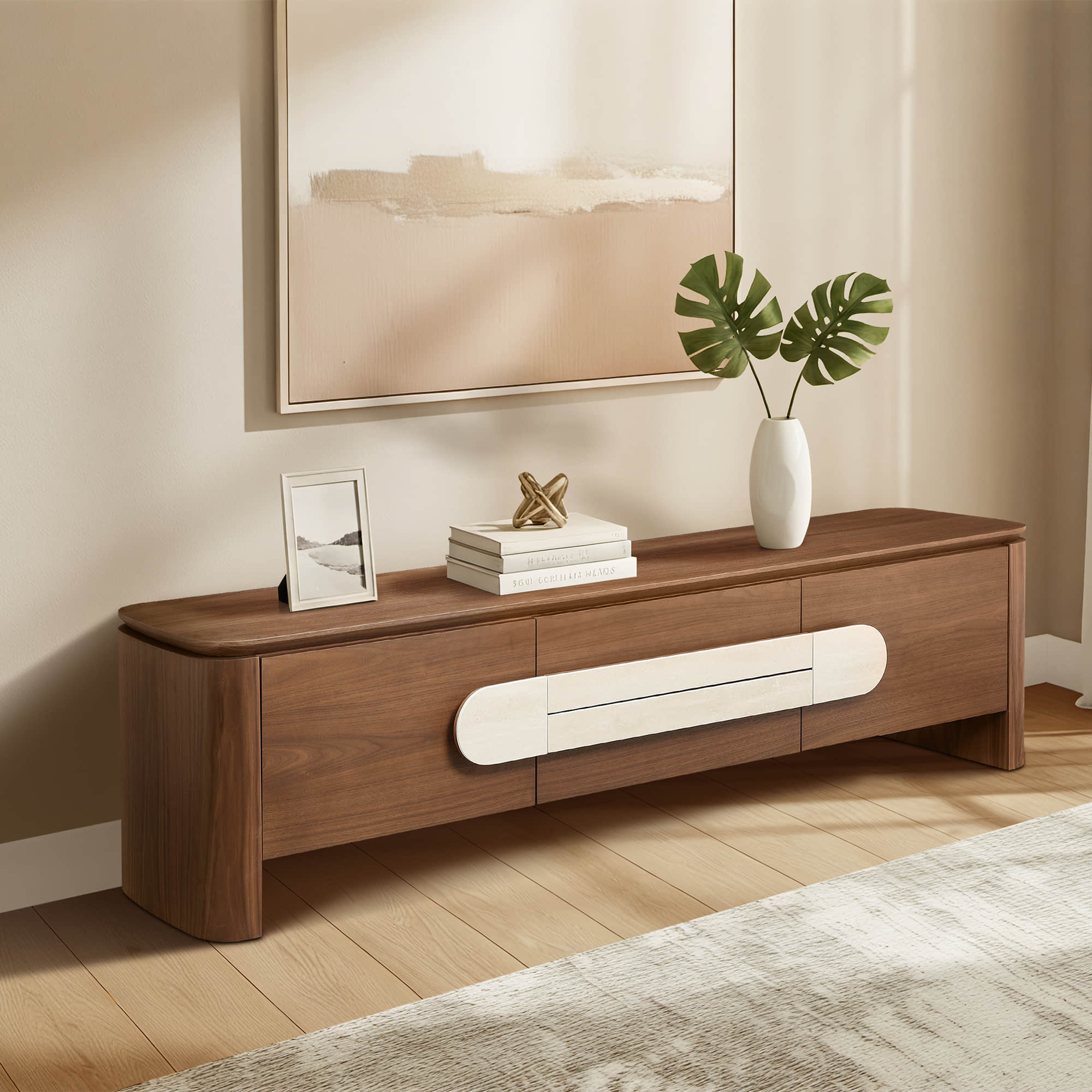 71" Otis Modern Wood Stylish Handles TV Stand - Image 4