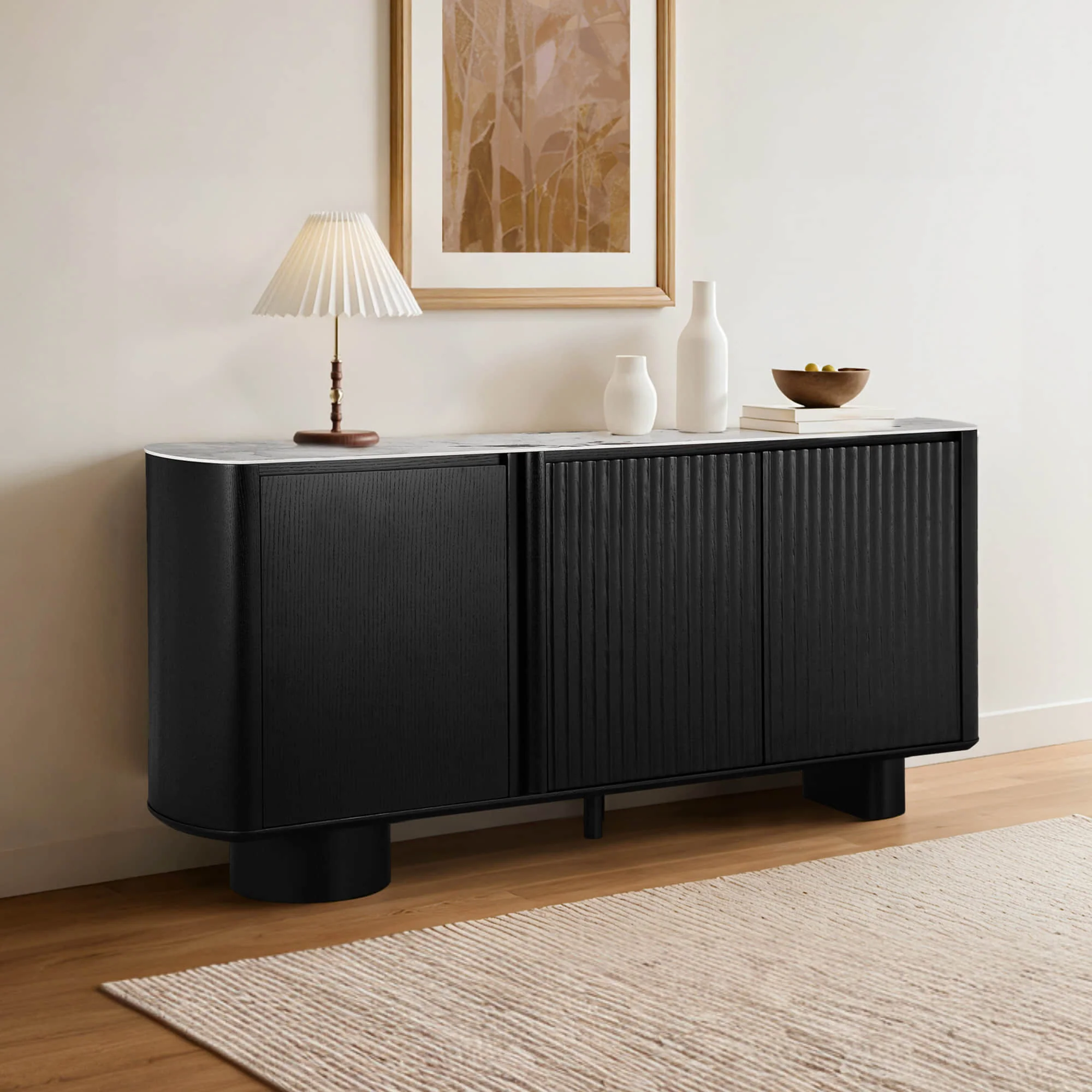 71" Rex Contemporary Fluted Multi-section Sideboard Buffet - Image 4