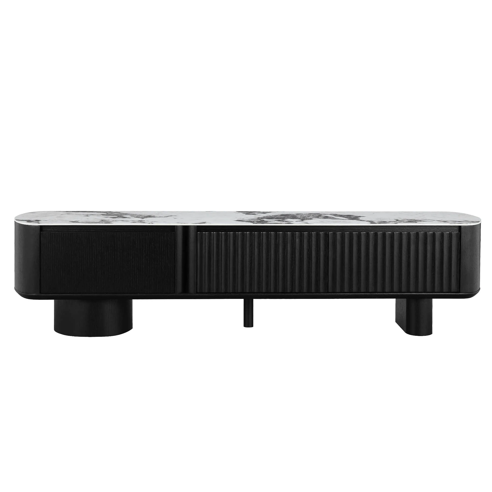 71" Rex Curved Fluted Wooden TV Stand with Drawer - Image 8