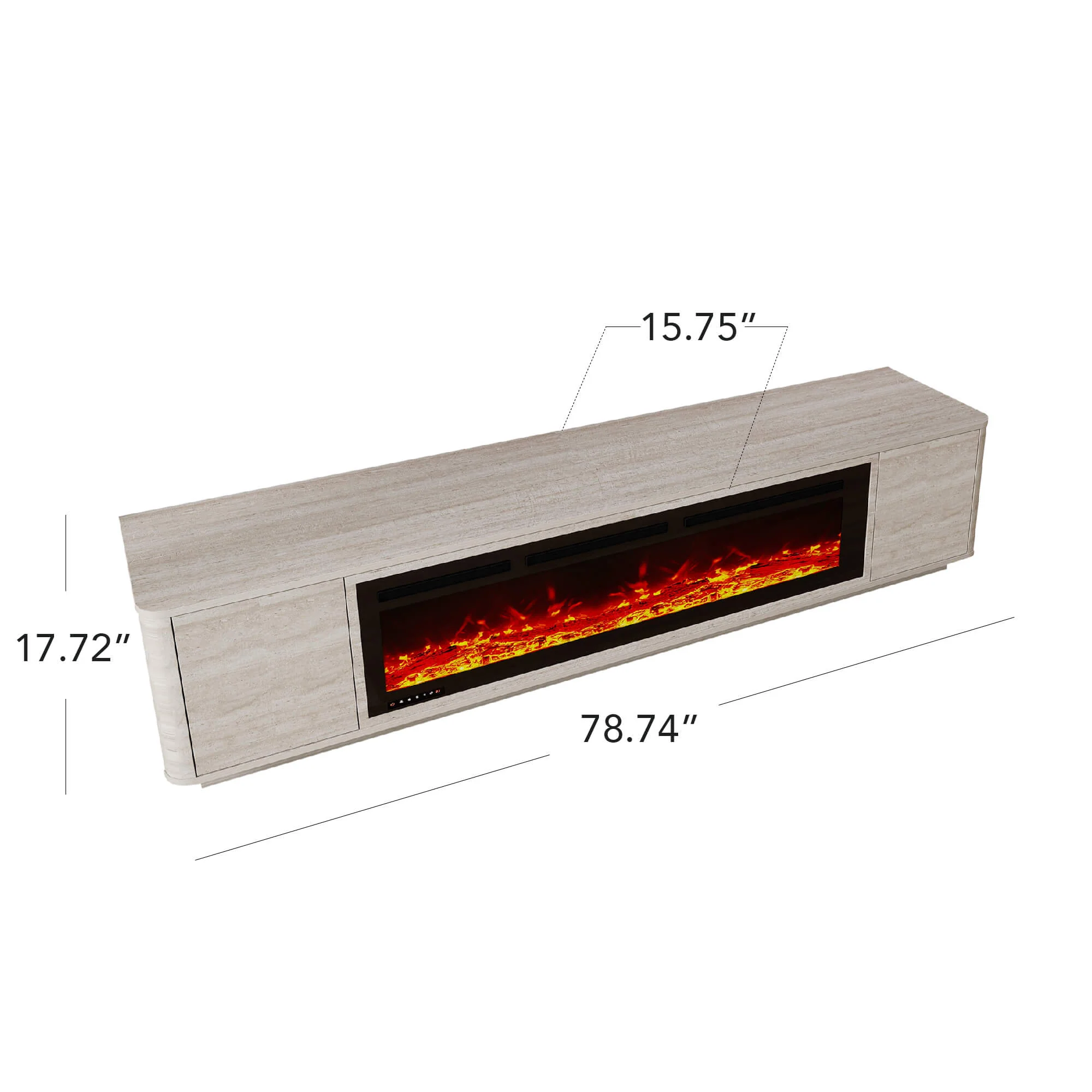 79" Aaron Travertine Electric Fireplace TV Stand - Image 12