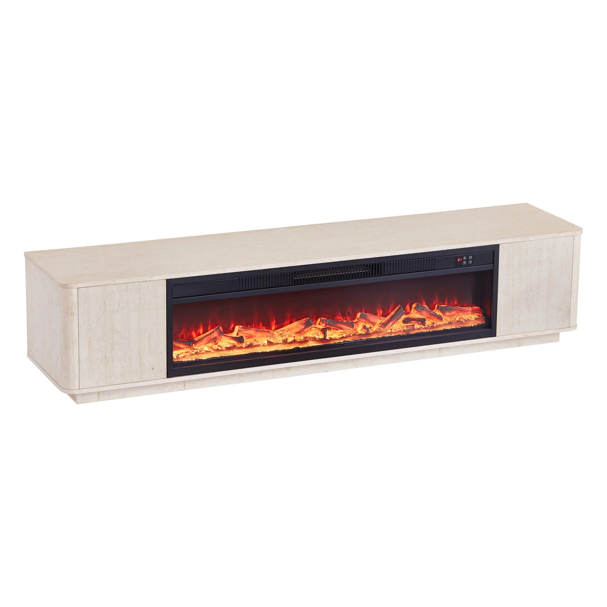 79" Aaron Travertine Electric Fireplace TV Stand - Image 4