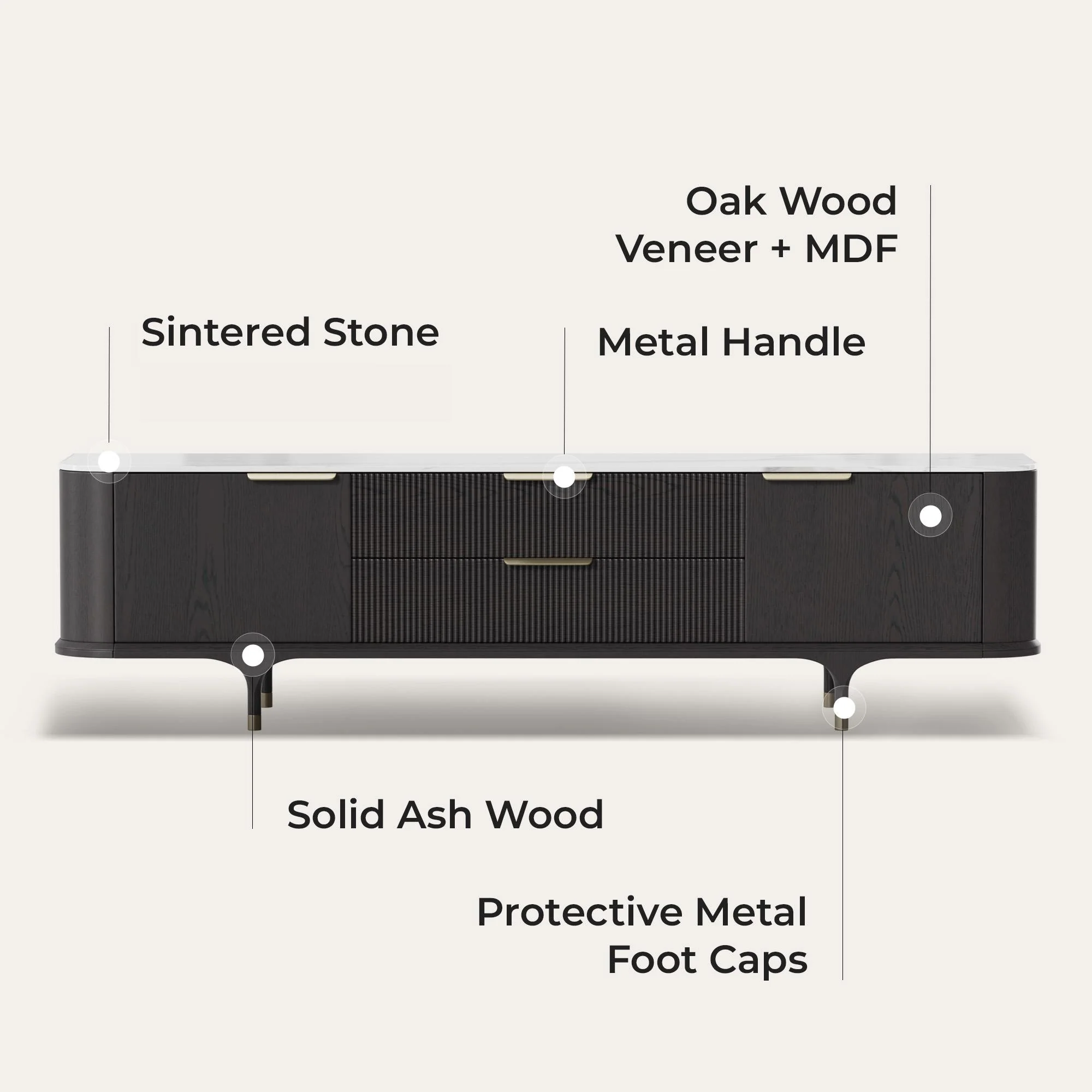 79" Irais Solid Wood TV Stand with Sintered Stone - Image 15