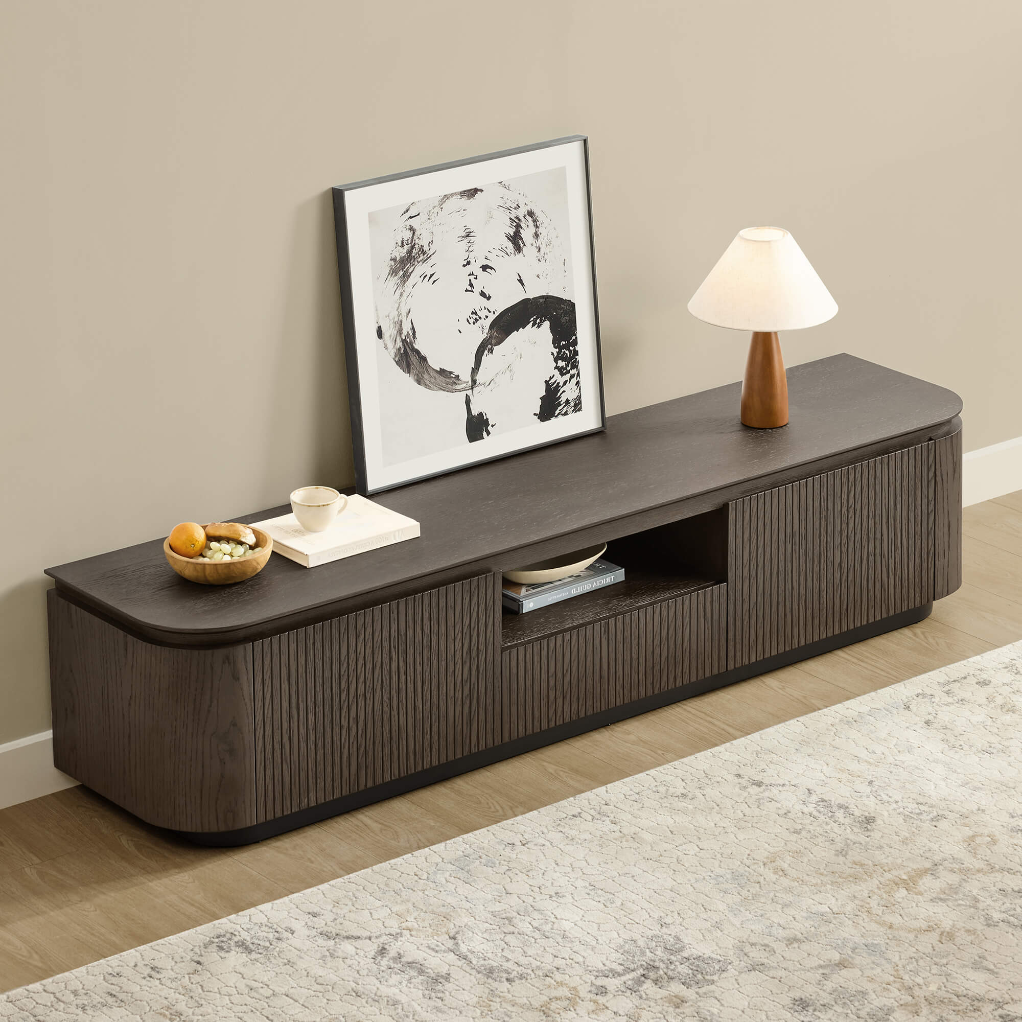 79" Moore Modern Wood TV Stand with Drawer - Image 4
