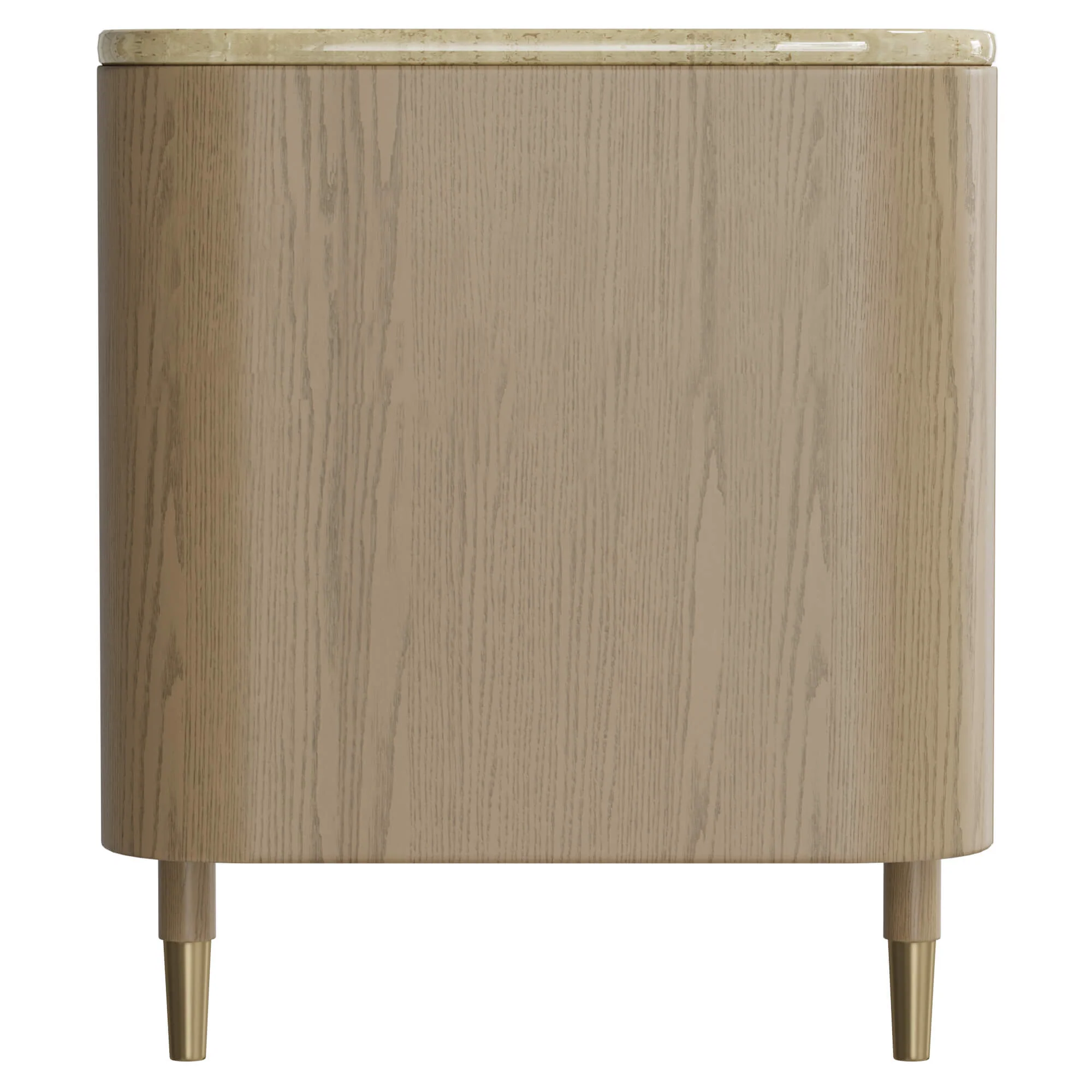 79" Renee Scandinavian Travertine TV Stand with Woven Rattan - Image 12