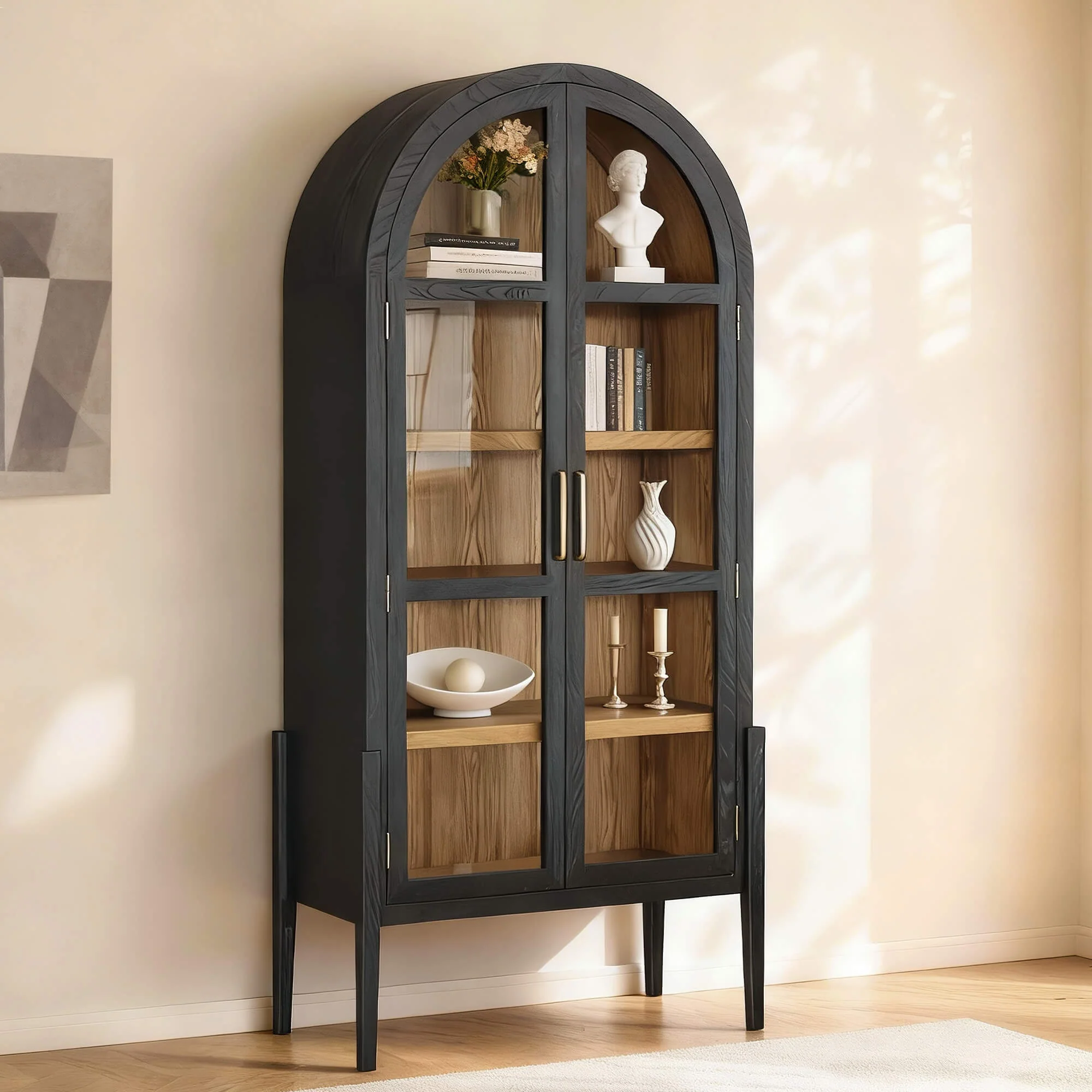 83" Kyle Solid Wood Arched Tall Cabinet Sideboard - Image 3