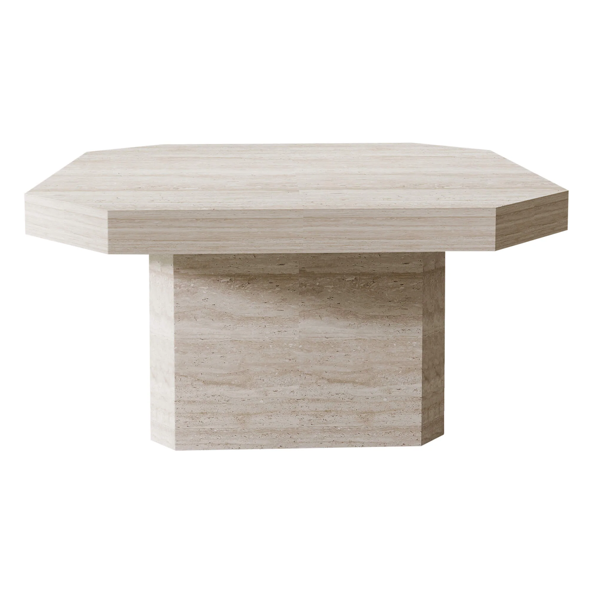 Aaron Midcentury Octagon Travertine Coffee Table - Image 3