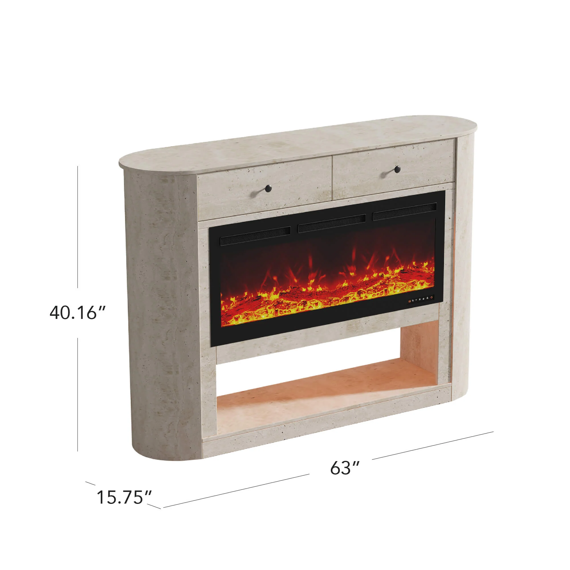 63" Aaron Travertine Electric Fireplace Sideboard - Image 13