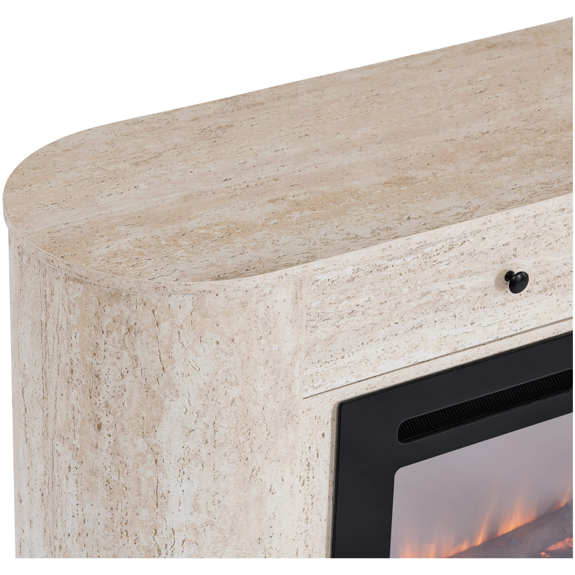 63" Aaron Travertine Electric Fireplace Sideboard - Image 4