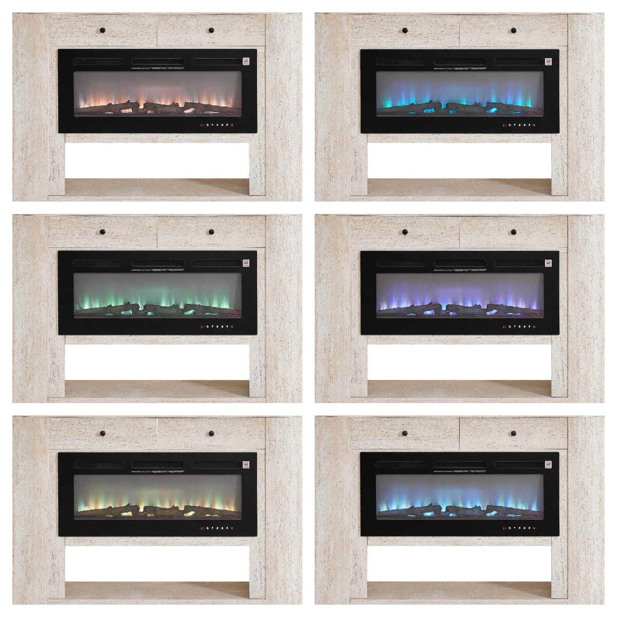 63" Aaron Travertine Electric Fireplace Sideboard - Image 7