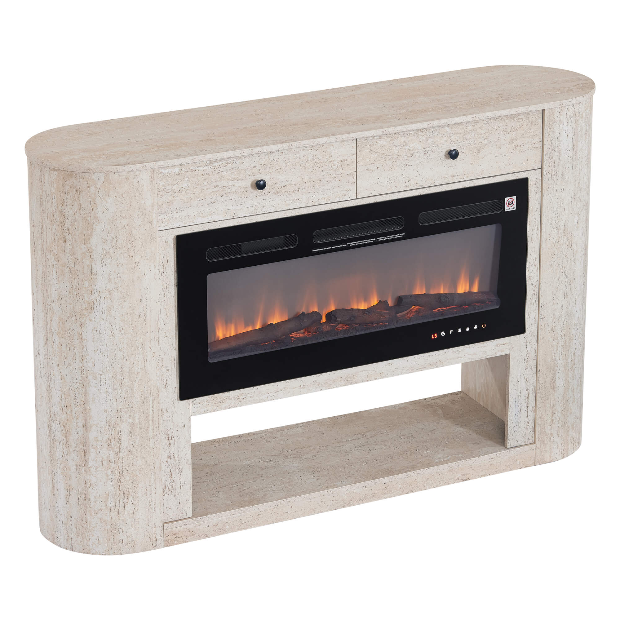 63" Aaron Travertine Electric Fireplace Sideboard - Image 9