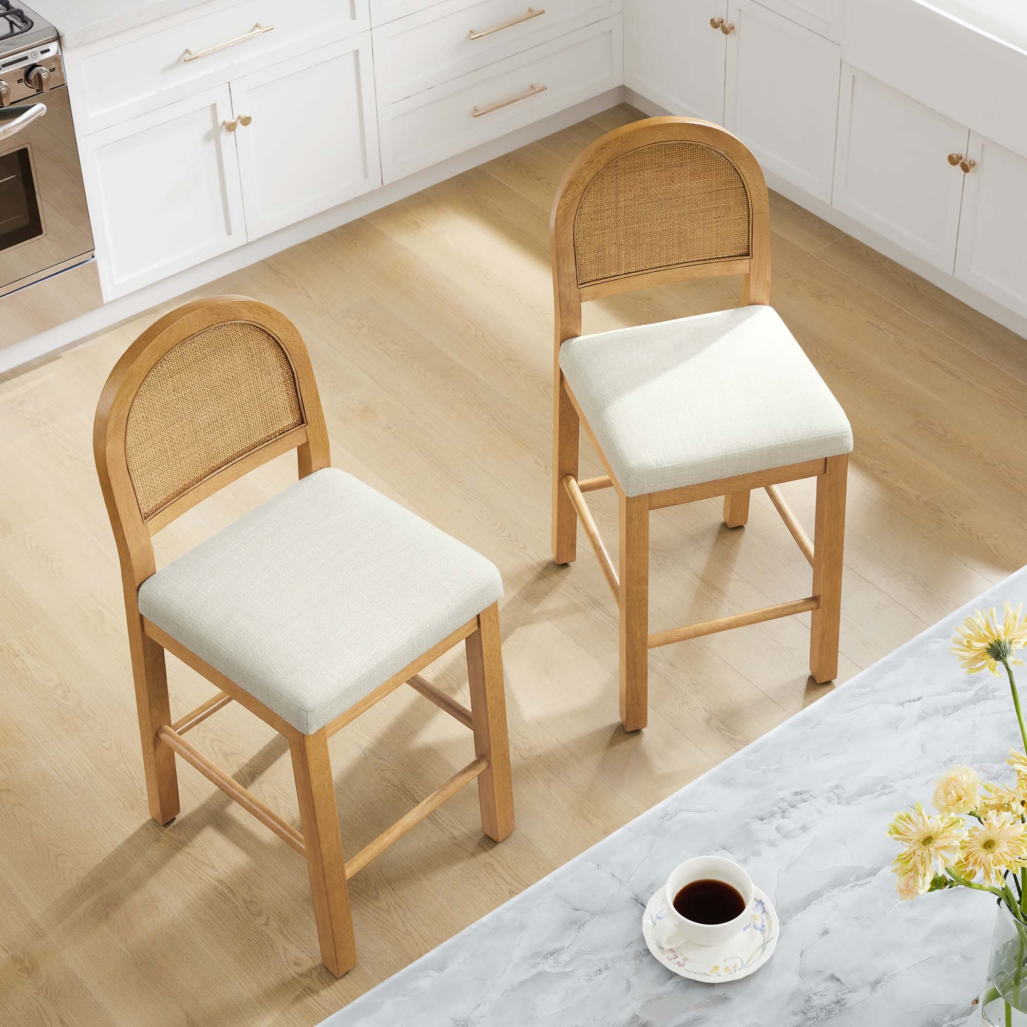 Abigail Rattan Curved Counter Stool with Performance Fabric - Image 10