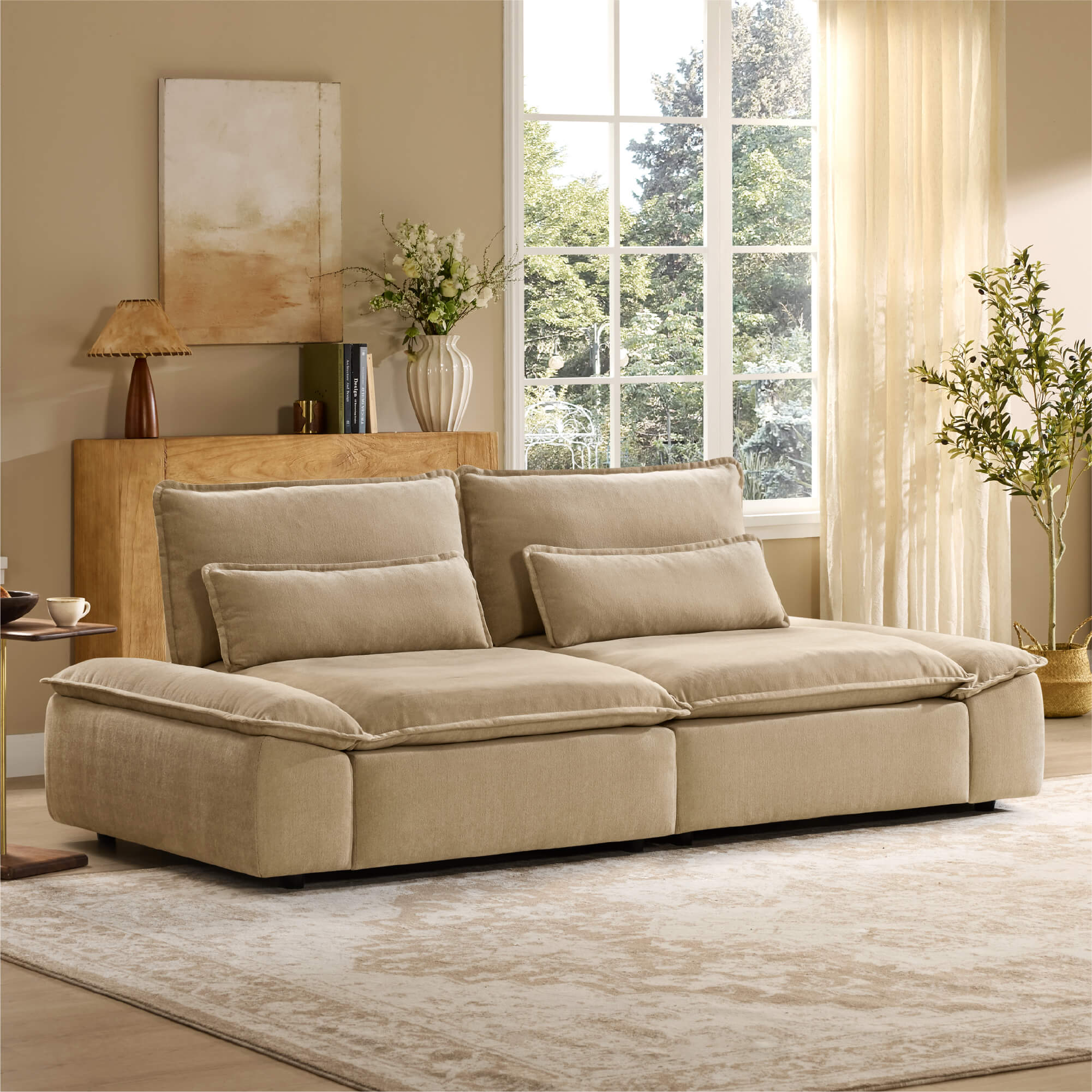 Ace Minimalist Chenille Adjustable Backrest 2-Seater Sofa with Storage Armrest - Image 19
