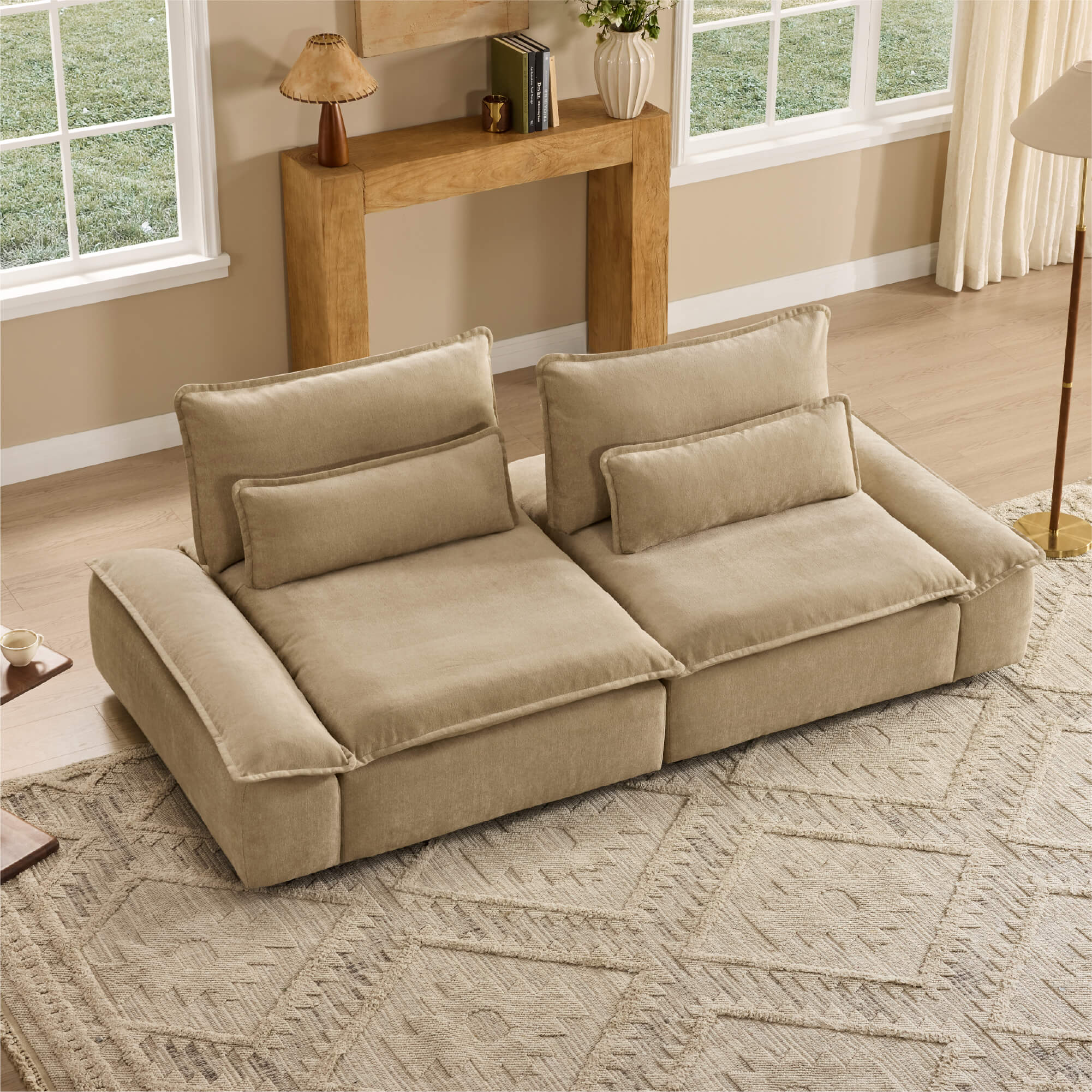 Ace Minimalist Chenille Adjustable Backrest 2-Seater Sofa with Storage Armrest - Image 20