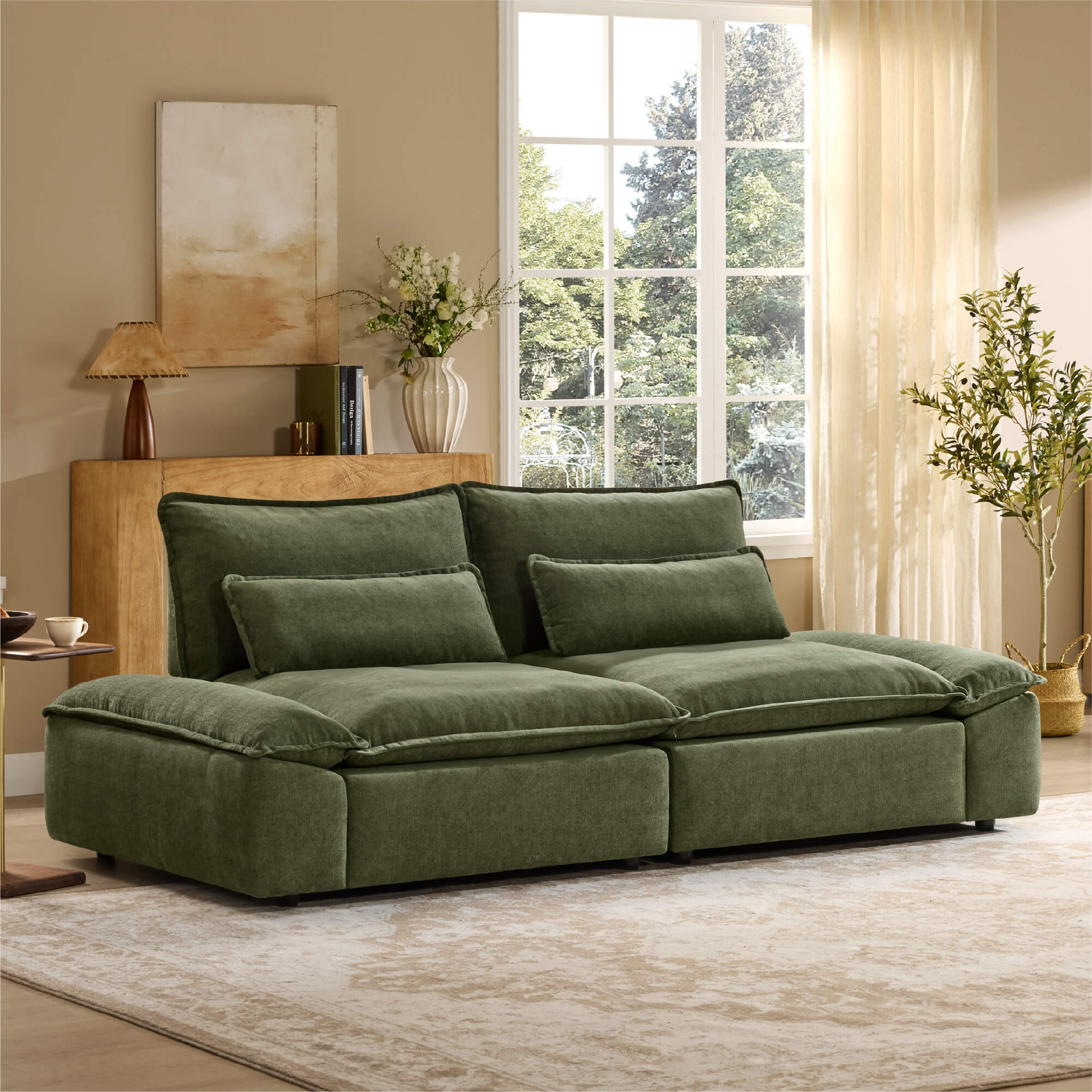 Ace Minimalist Chenille Adjustable Backrest 2-Seater Sofa with Storage Armrest - Image 7