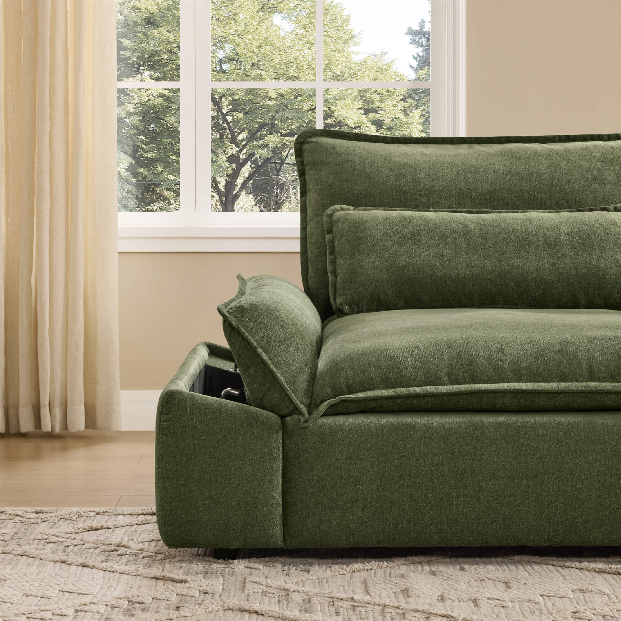 Ace Minimalist Chenille Adjustable Backrest 2-Seater Sofa with Storage Armrest - Image 9