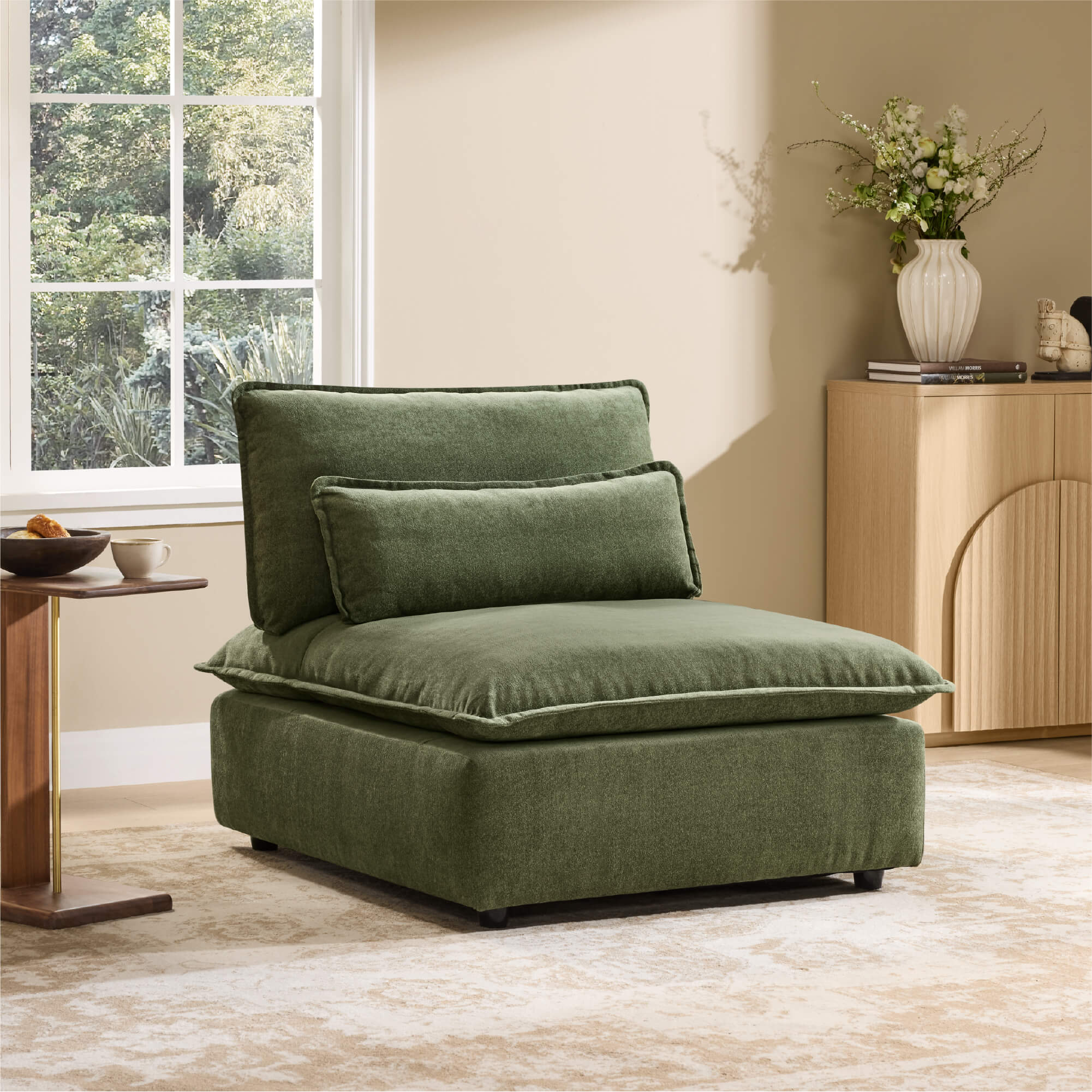 Ace Minimalist Chenille Adjustable Backrest 3-Seater Modular Sofa with Storage Armrest - Image 11