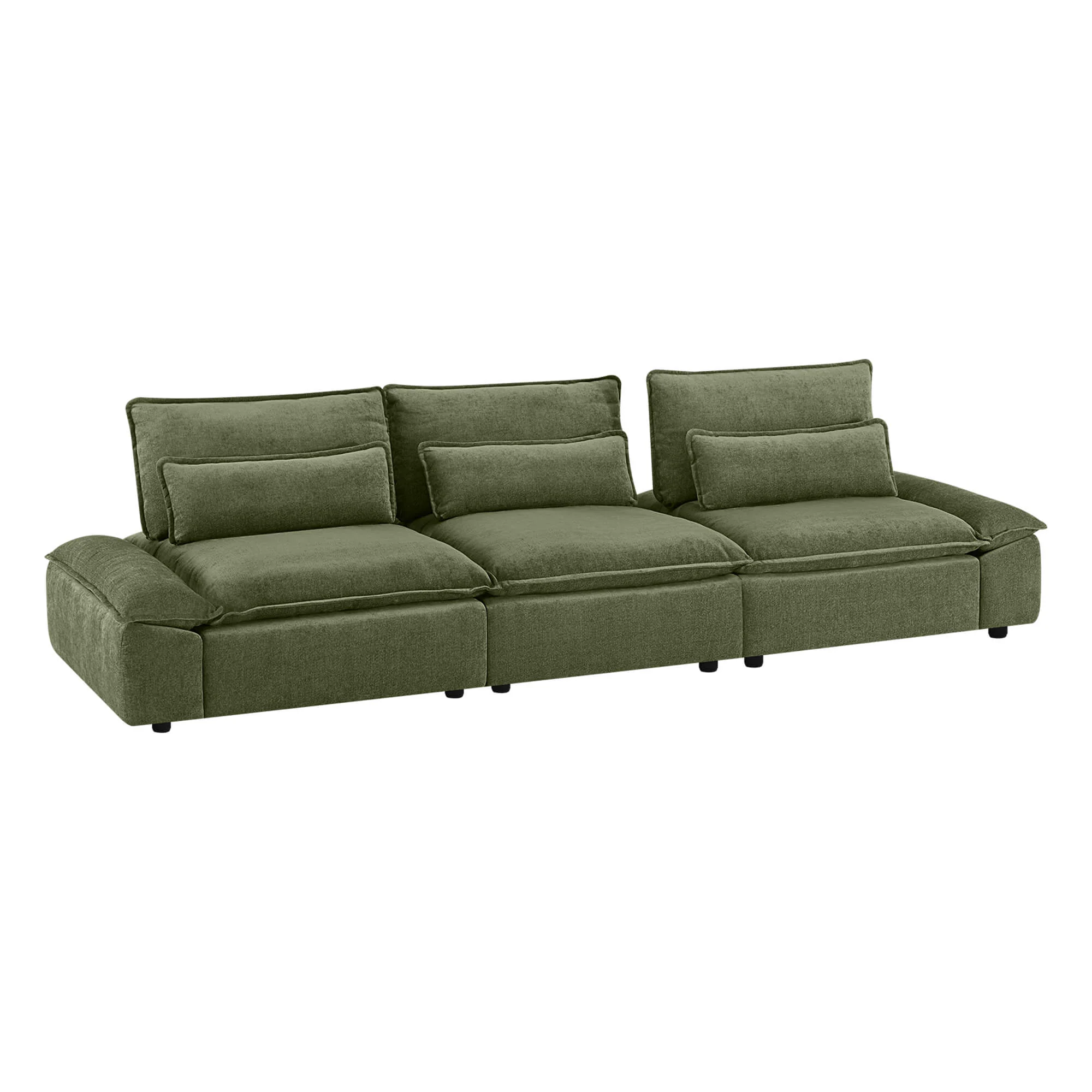 Ace Minimalist Chenille Adjustable Backrest 3-Seater Modular Sofa with Storage Armrest - Image 22