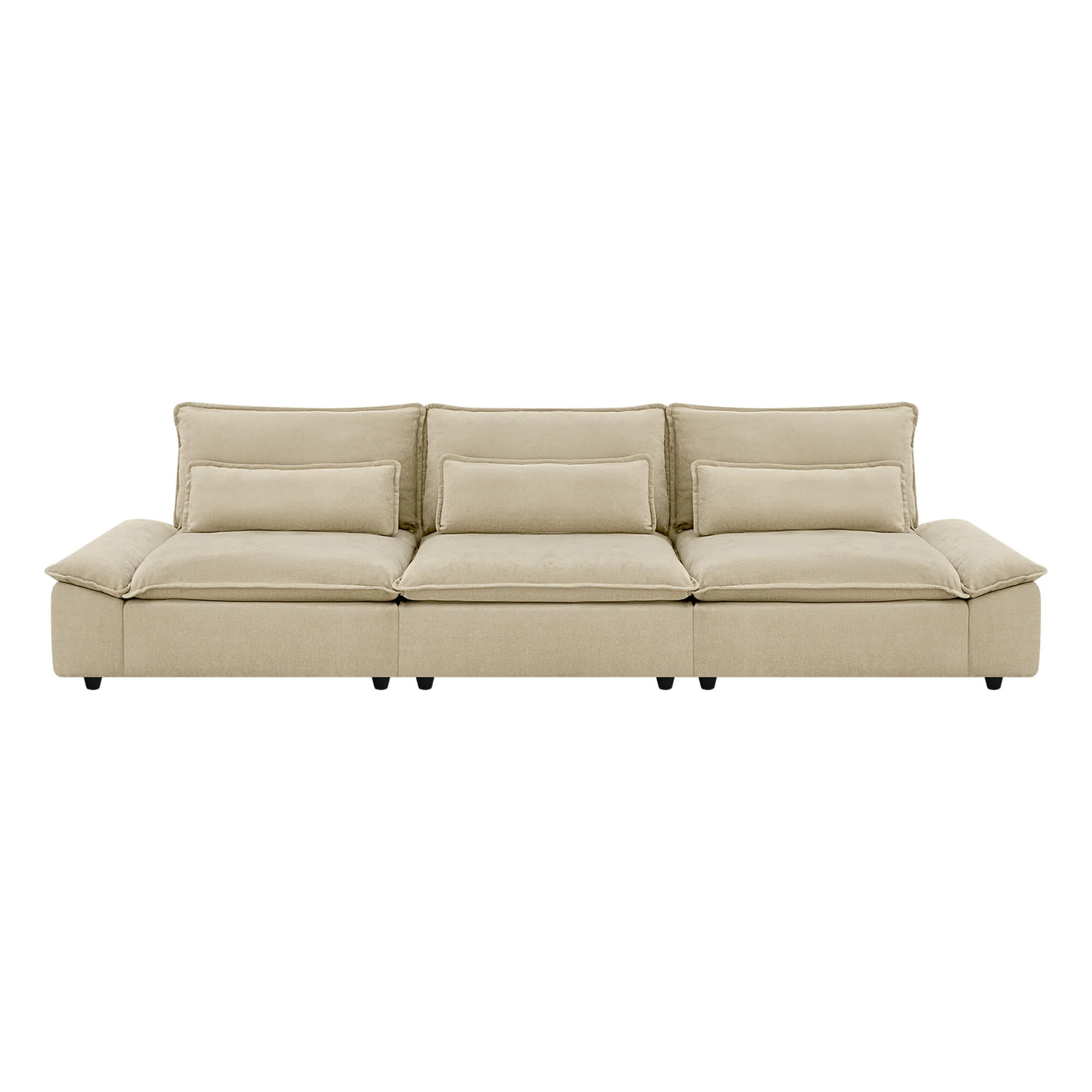 Ace Minimalist Chenille Adjustable Backrest 3-Seater Modular Sofa with Storage Armrest - Image 31