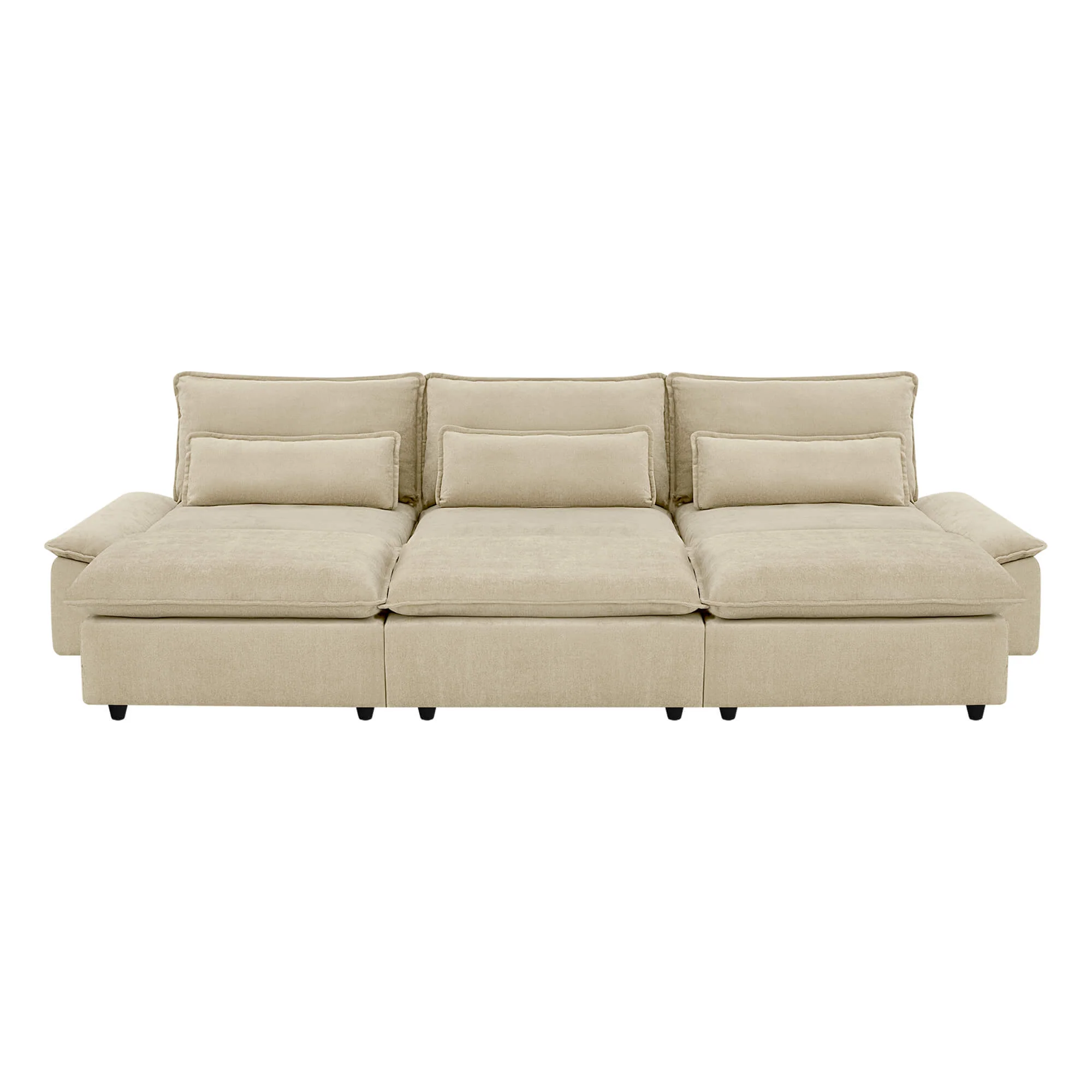 Ace Minimalist Chenille Adjustable Backrest 3-Seater Modular Sofa with Storage Armrest - Image 32