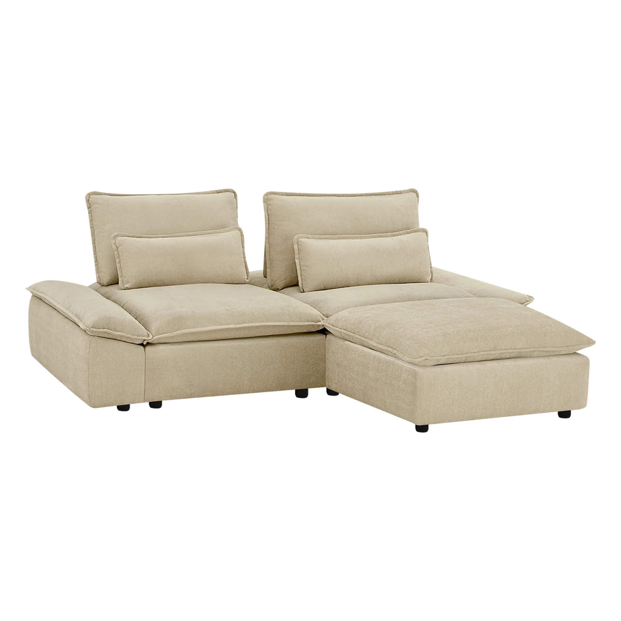Ace Minimalist Chenille Adjustable Backrest 3-Seater Modular Sofa with Storage Armrest - Image 34